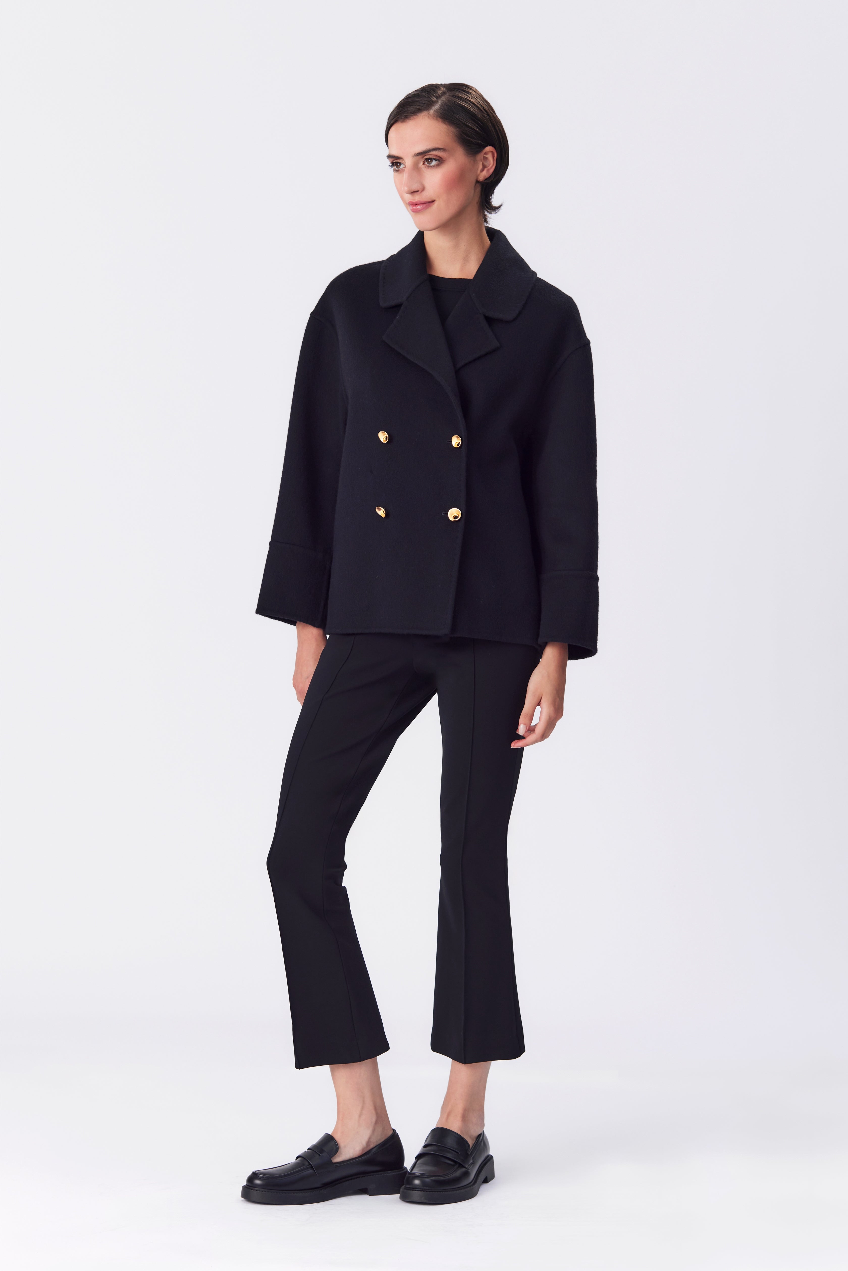 Amelia Double-Face Wool Jacket in Black