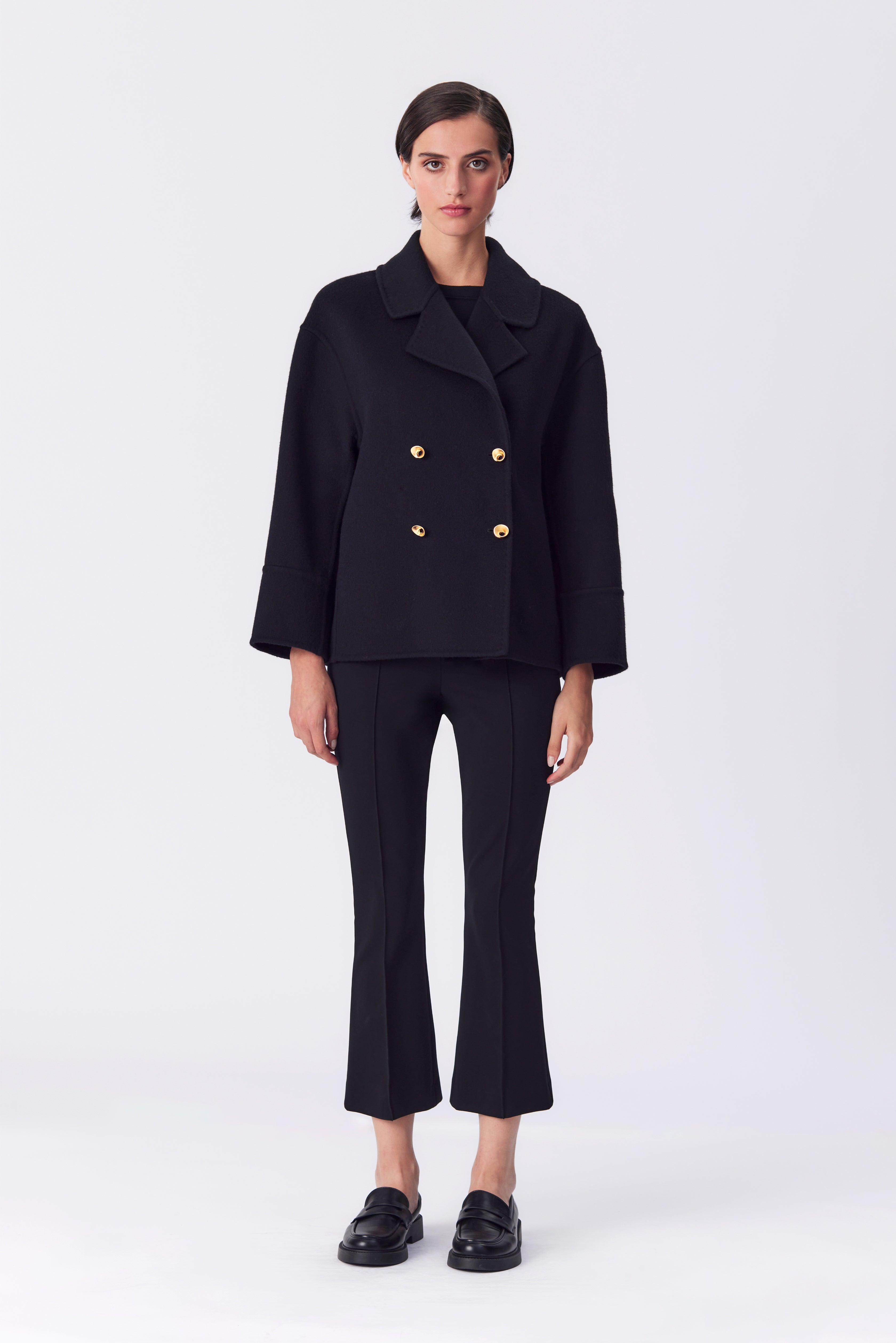 Amelia Double-Face Wool Jacket in Black