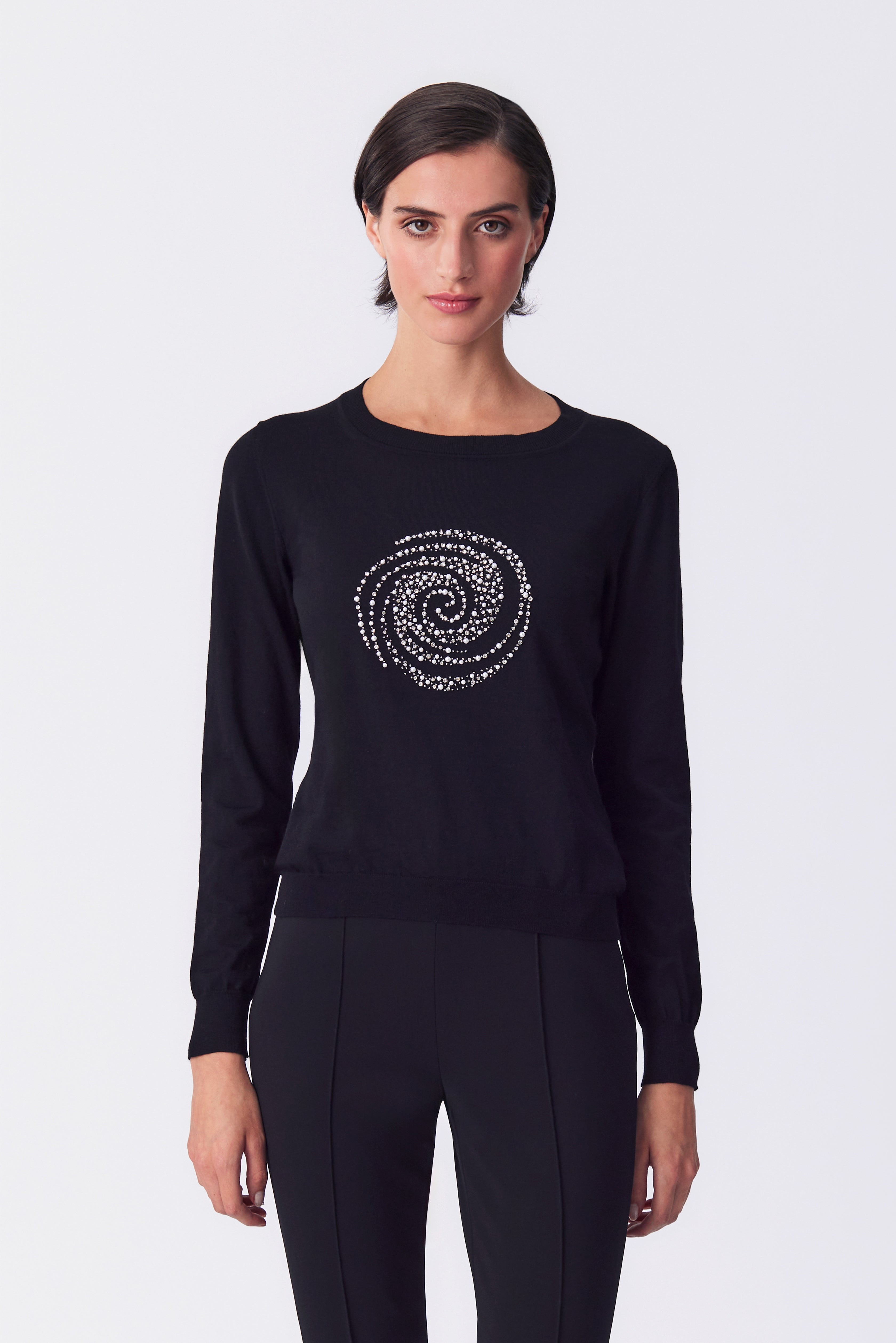 Anya Black Extra-Fine Knit Merino Wool Sweater