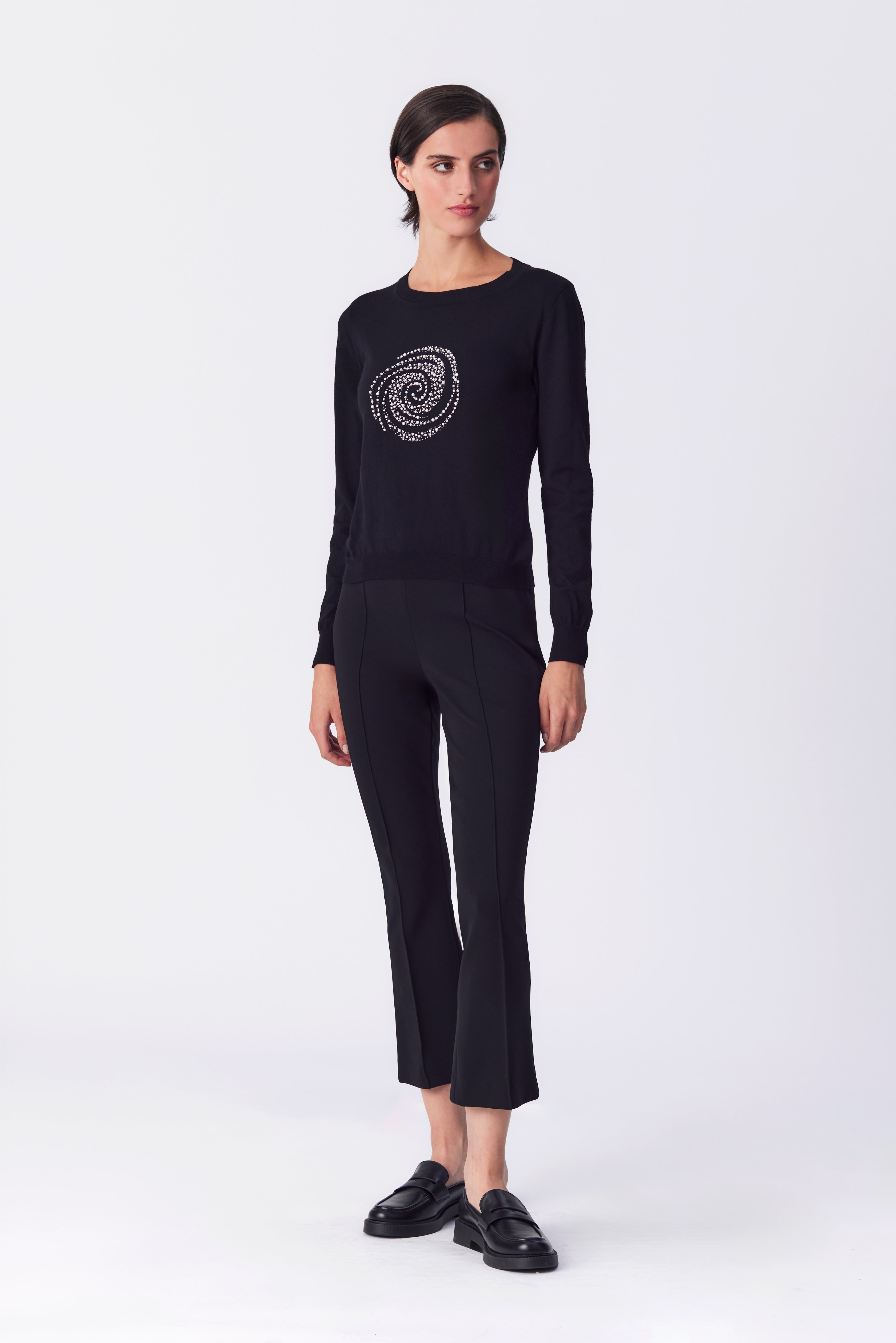 Anya Black Extra-Fine Knit Merino Wool Sweater