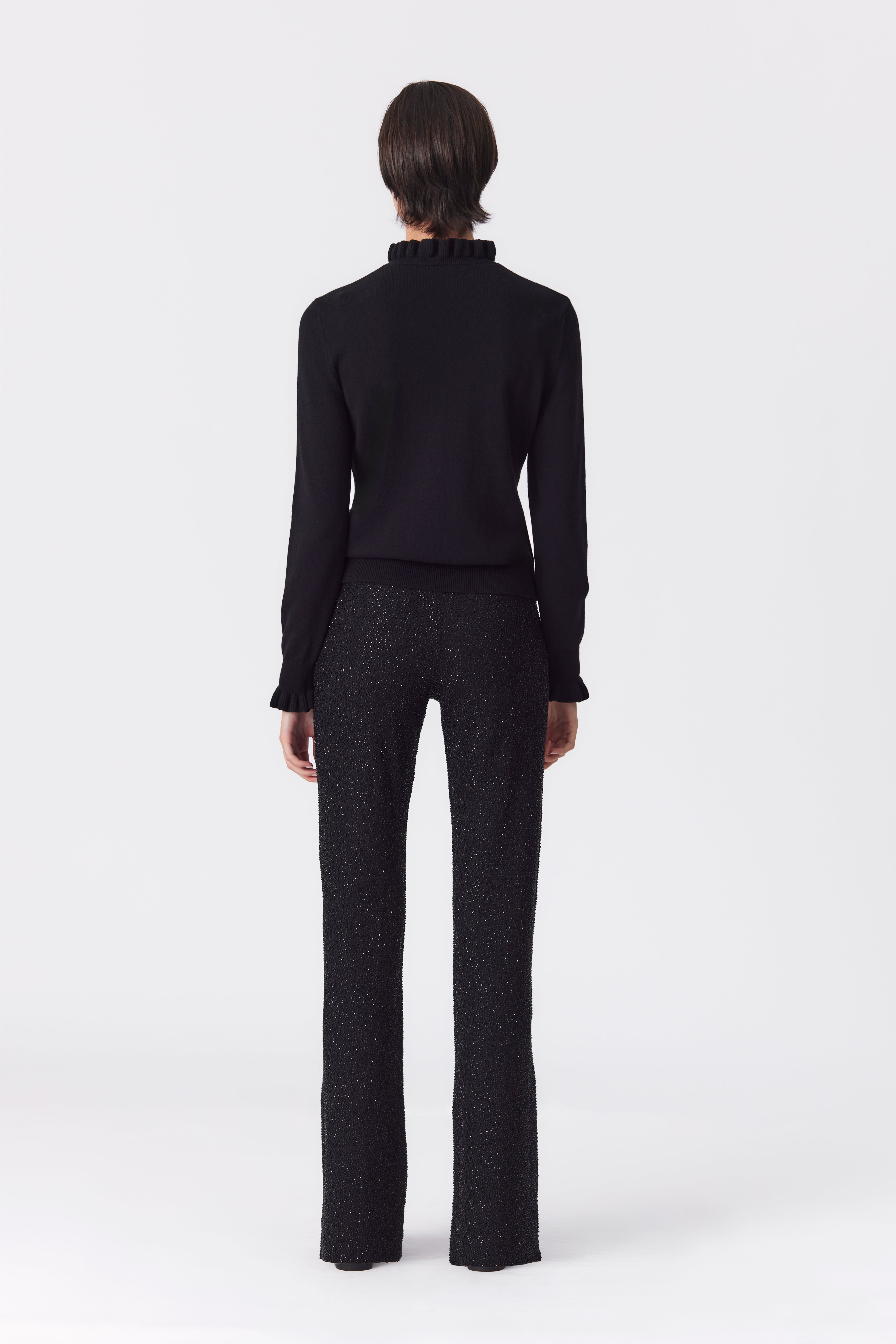 Bonnie Black Frill Cuff Sweater