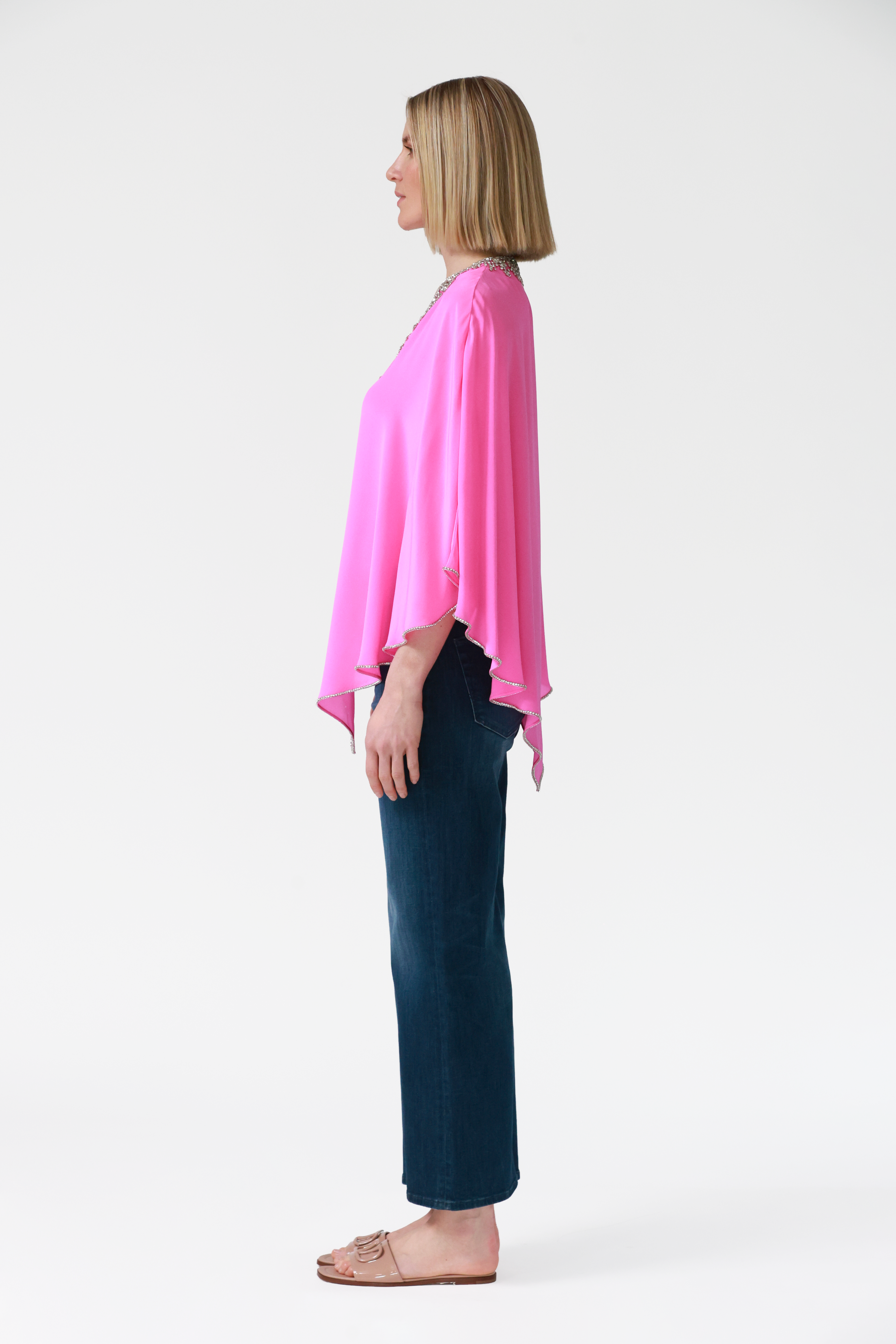 Fifi Silk Kaftan in Bubblegum Pink