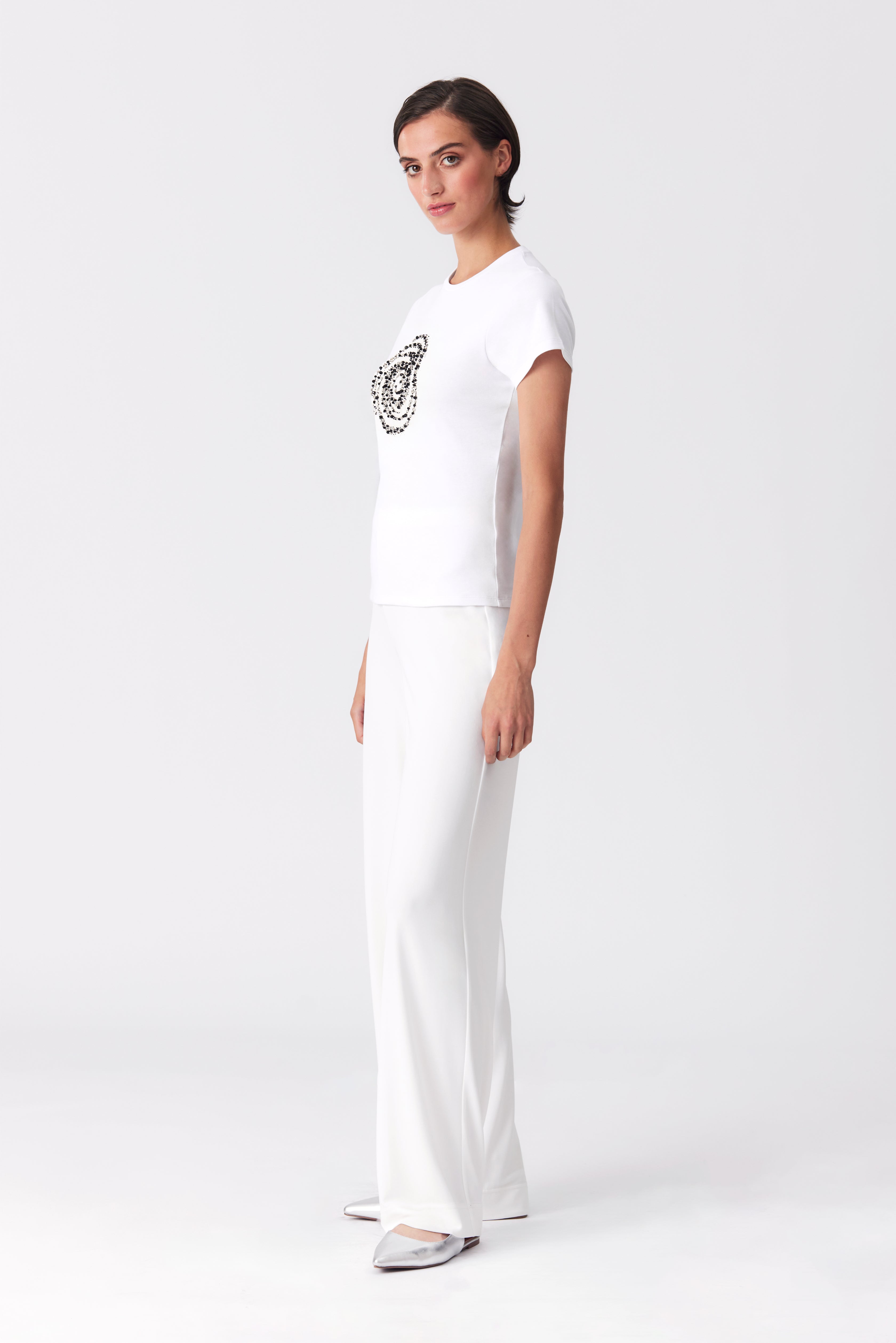 Clara White Beaded T-Shirt