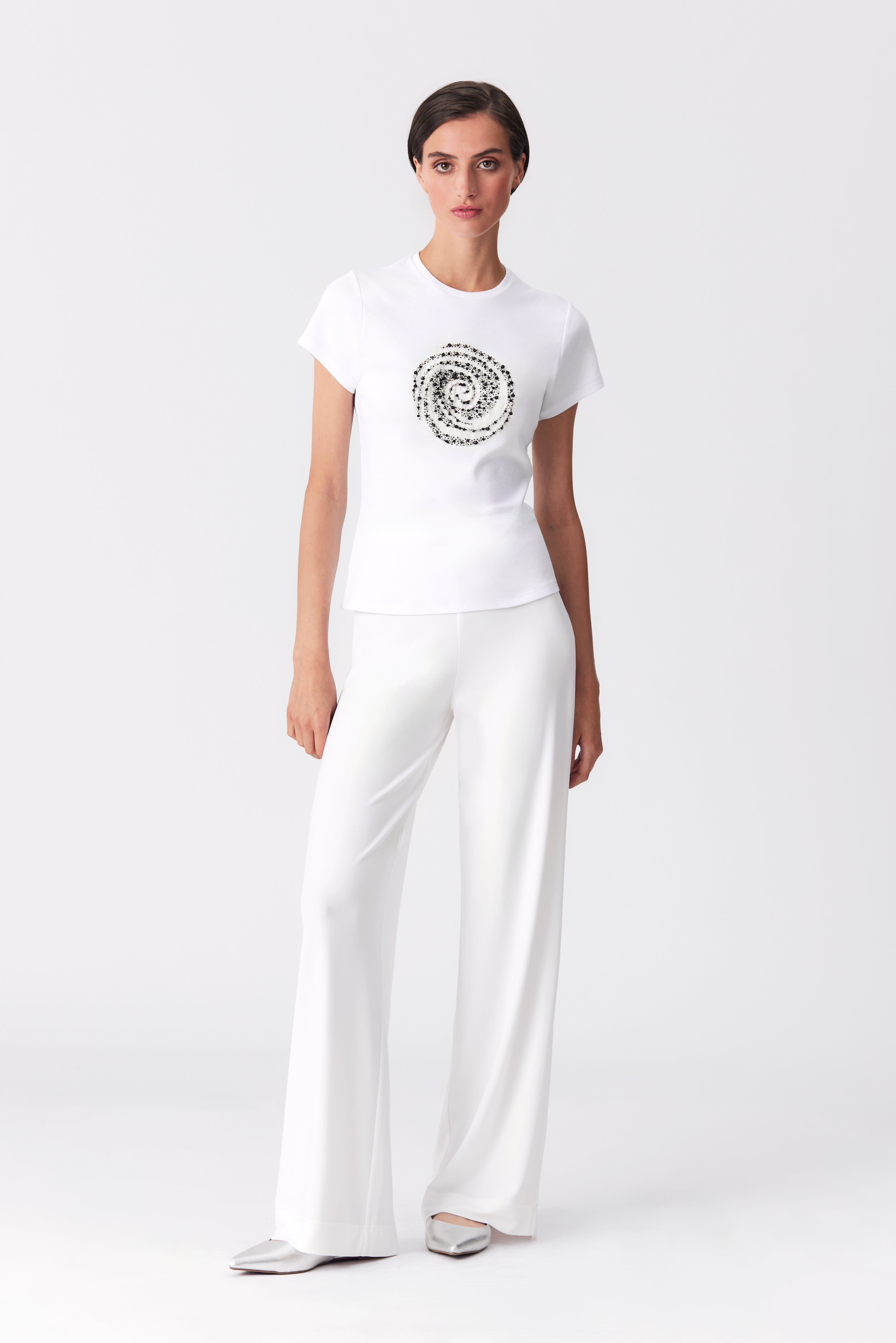 Clara White Beaded T-Shirt