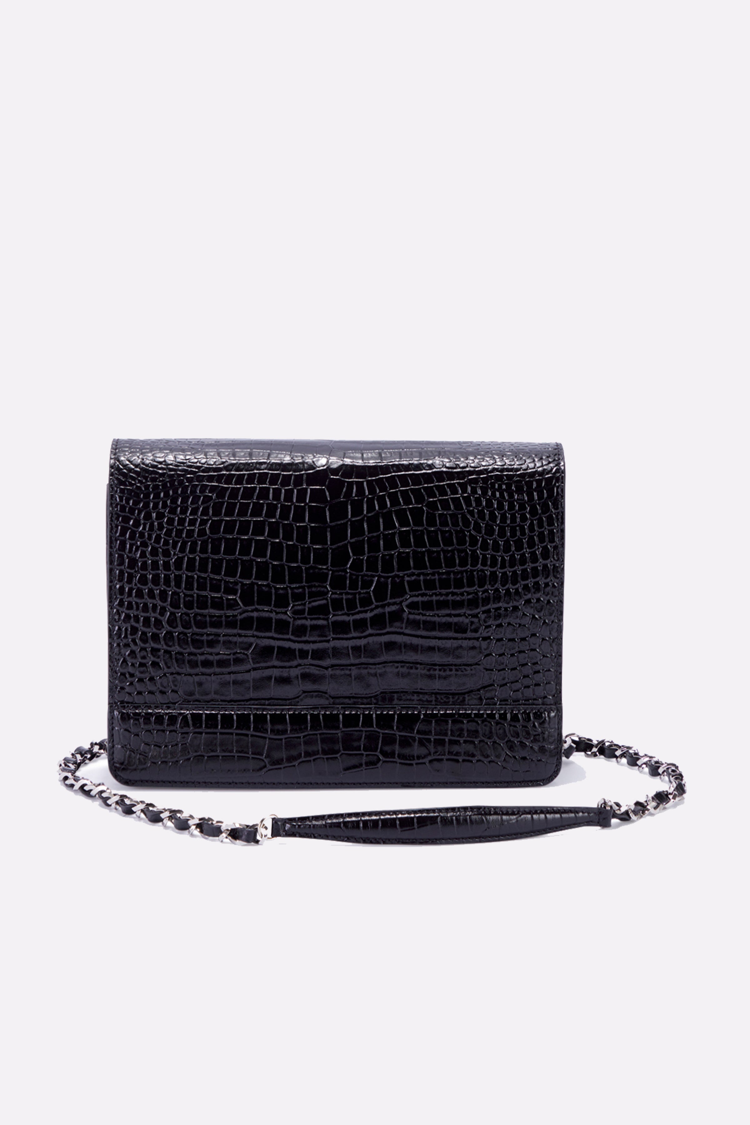 The Louise Crossbody in Black with Silver Hardware
