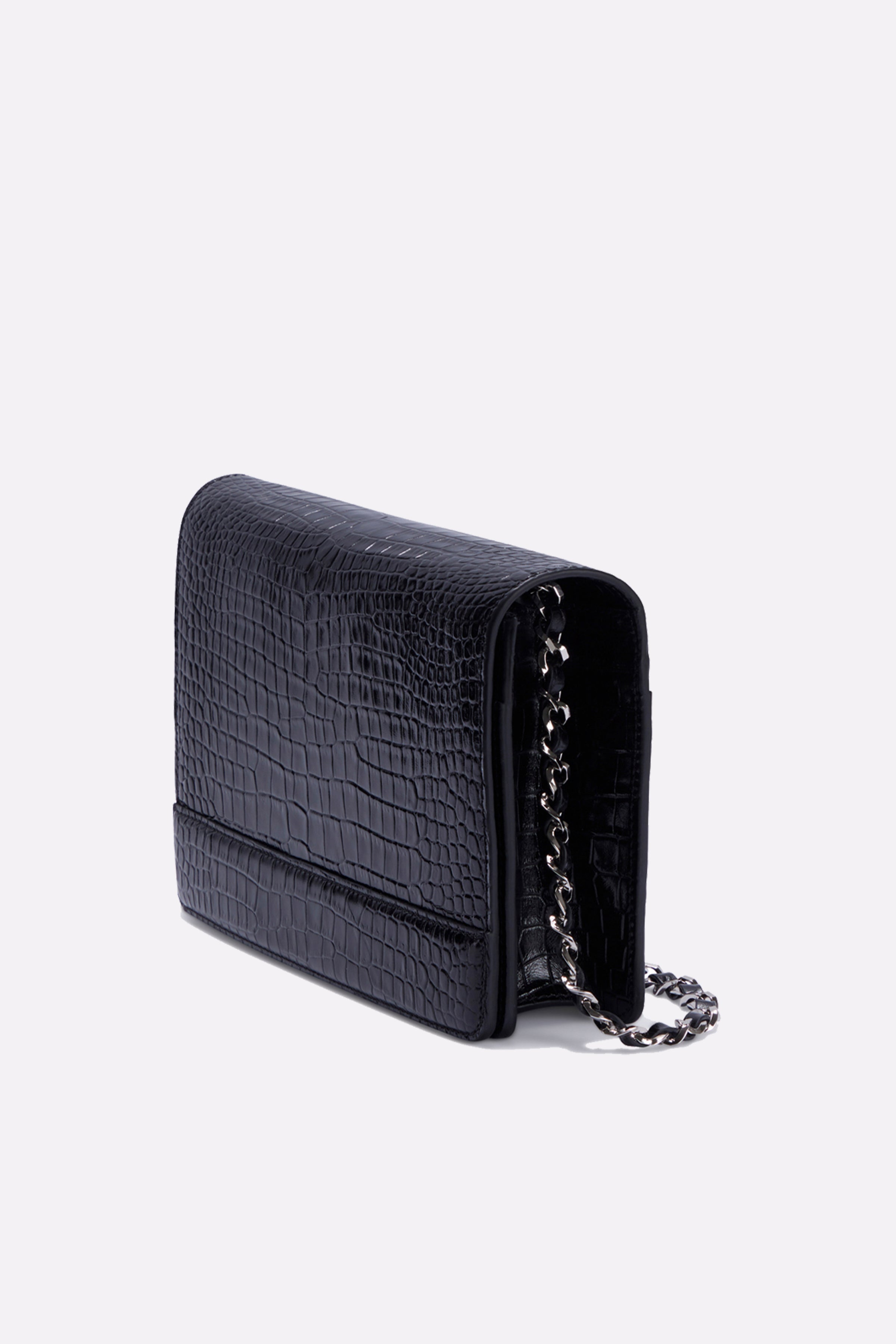 The Louise Crossbody in Black with Silver Hardware
