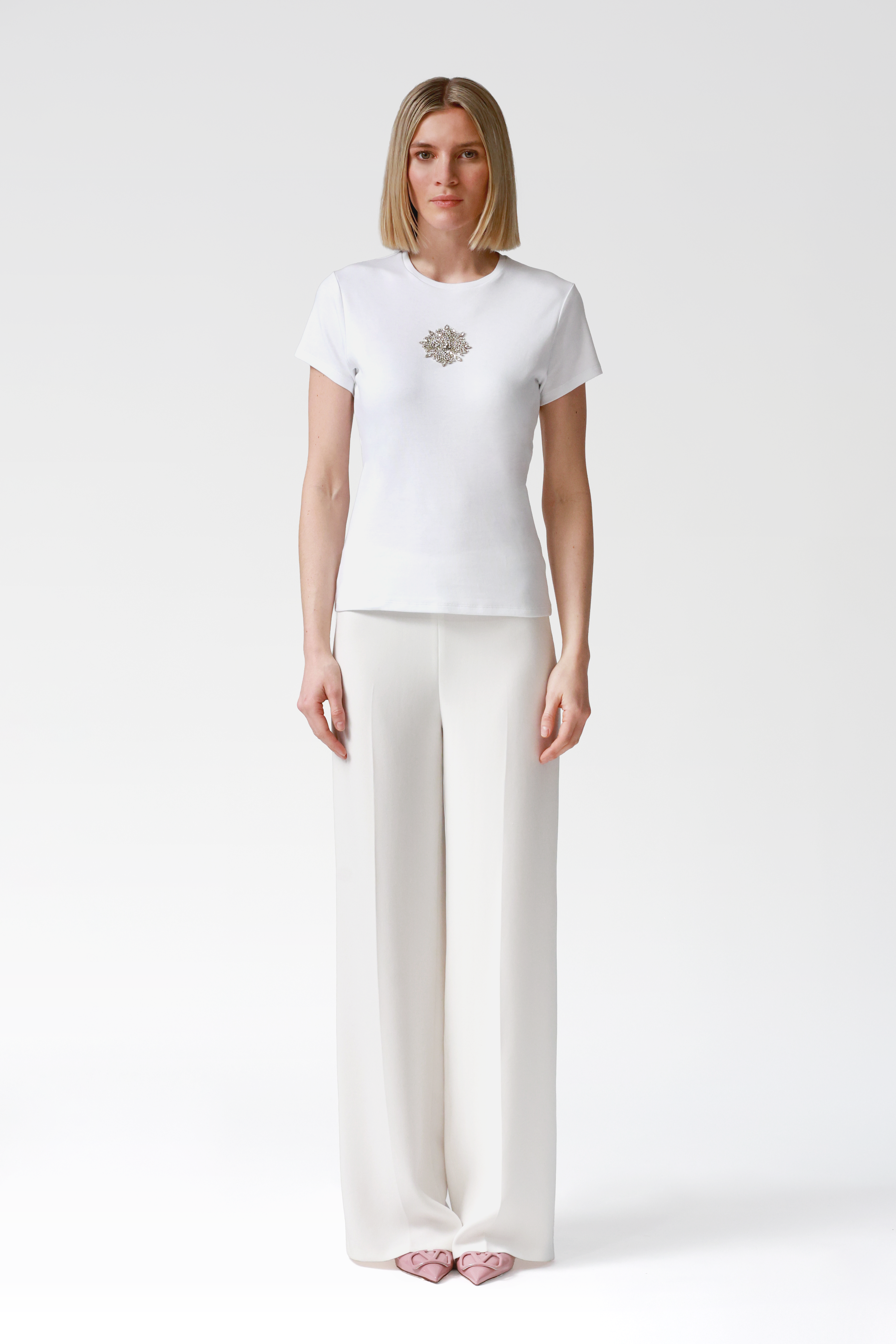 Danika Embellished White T-Shirt