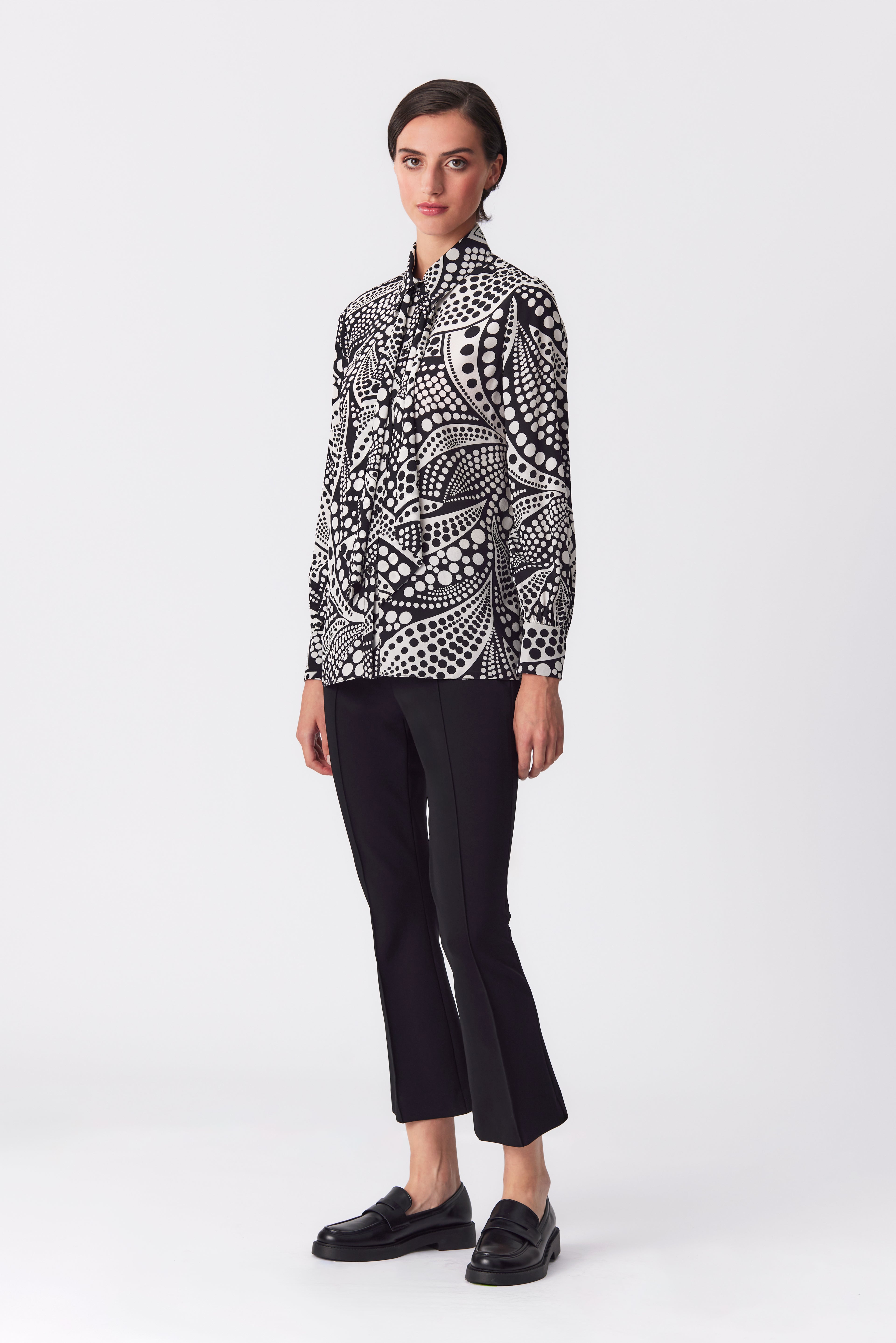 Daphne Silk Black and White Polka Dot Blouse