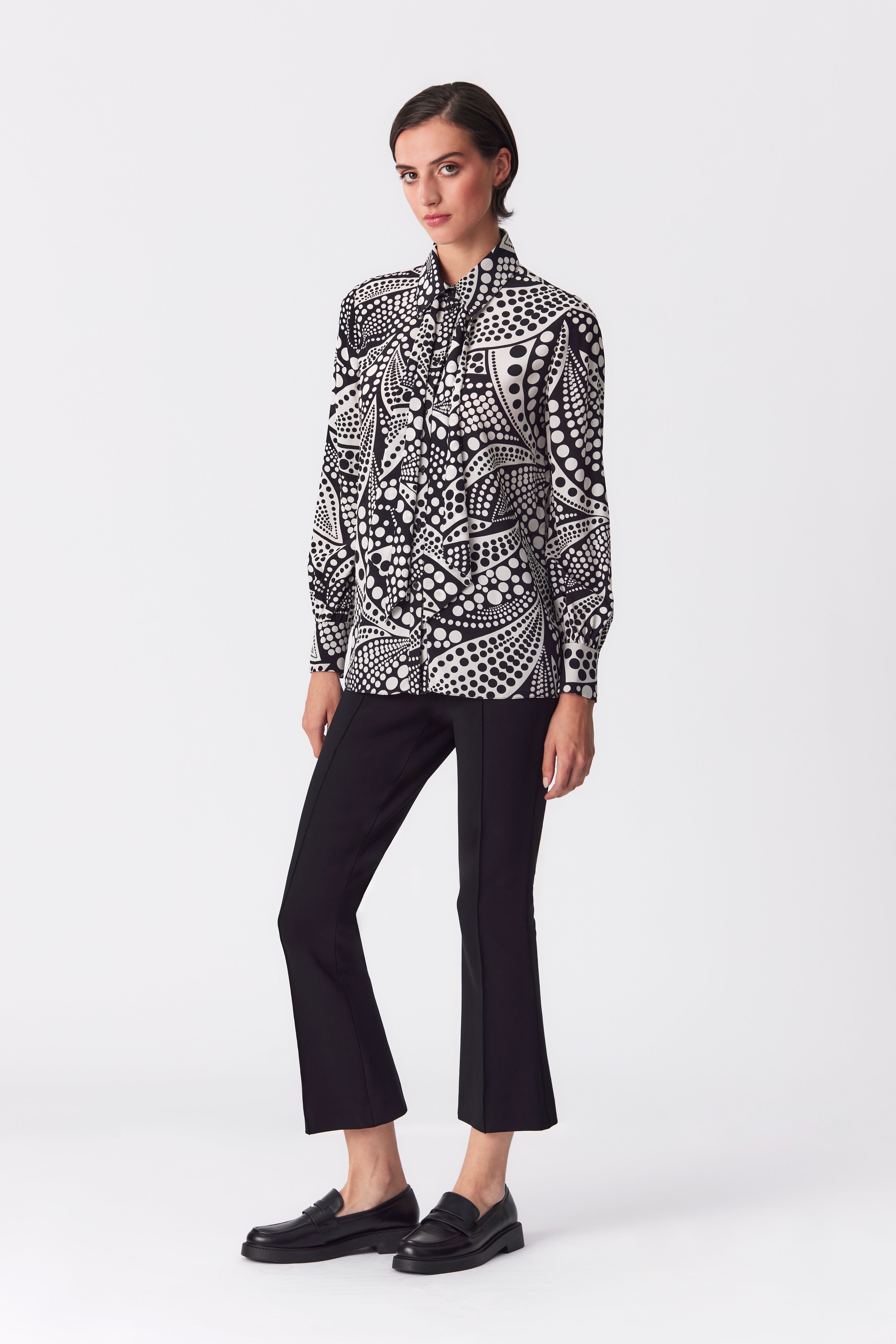 Daphne Silk Black and White Polka Dot Blouse