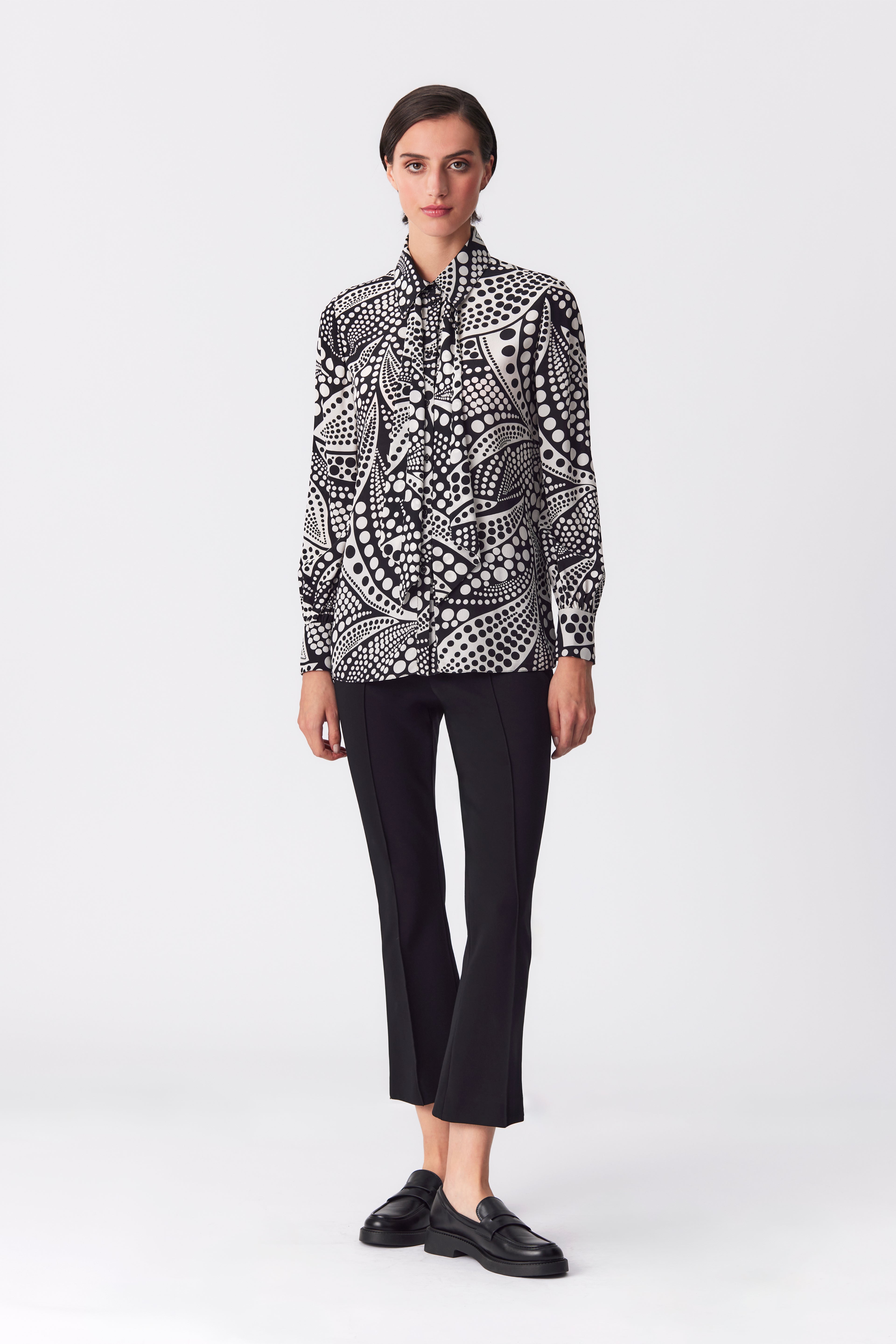 Daphne Silk Black and White Polka Dot Blouse