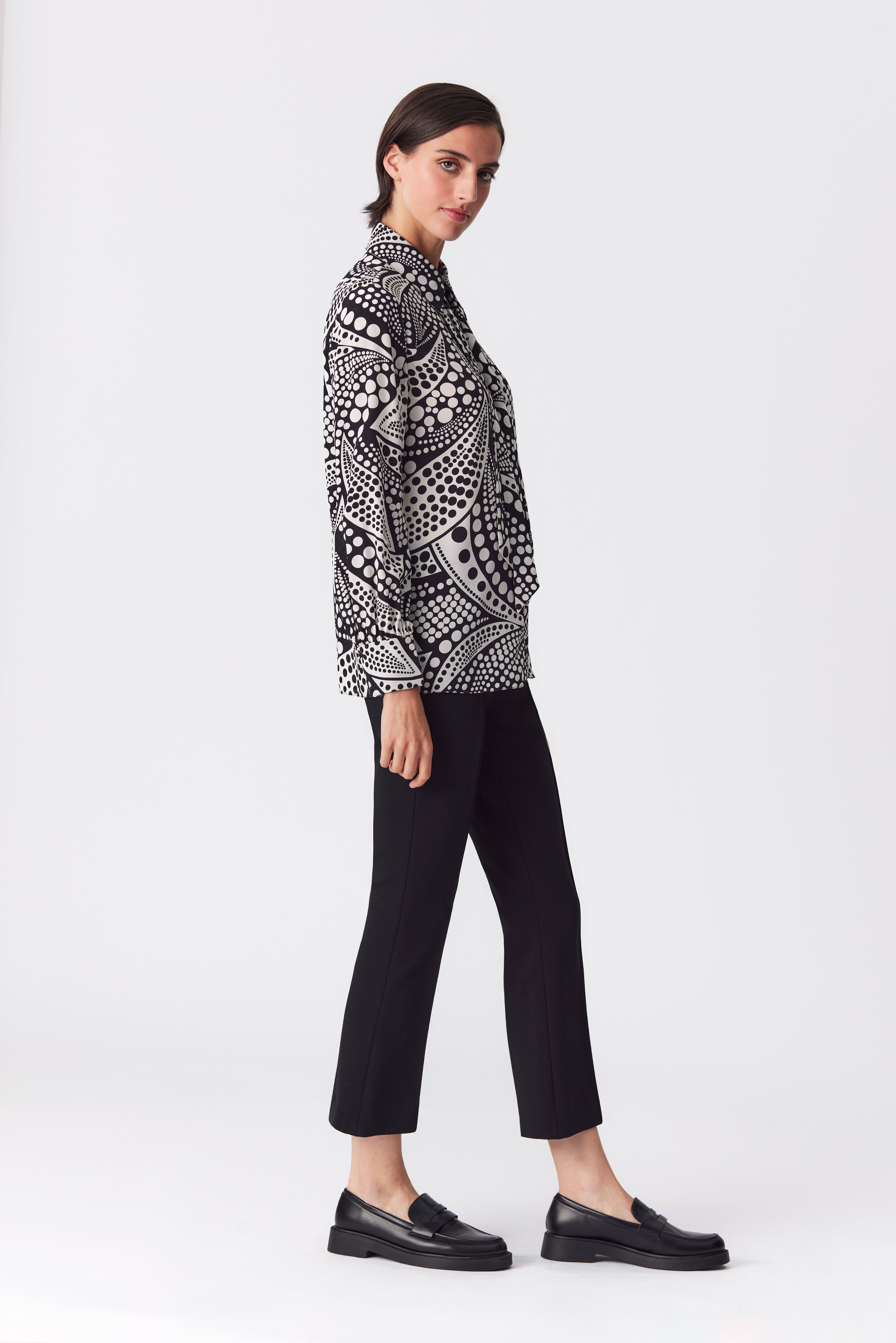 Daphne Silk Black and White Polka Dot Blouse