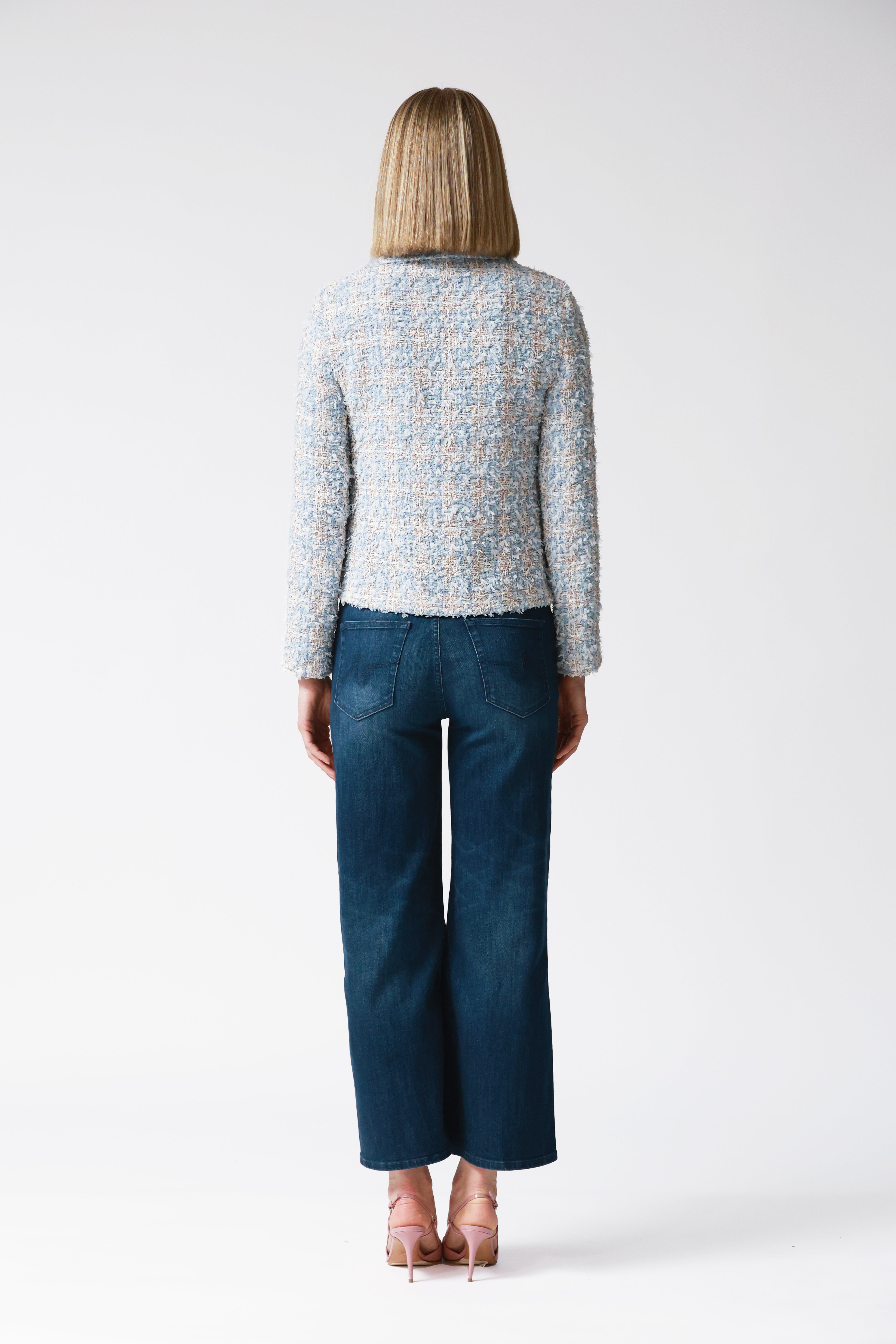 Drew Tweed Double-Breasted Jacket in Blue