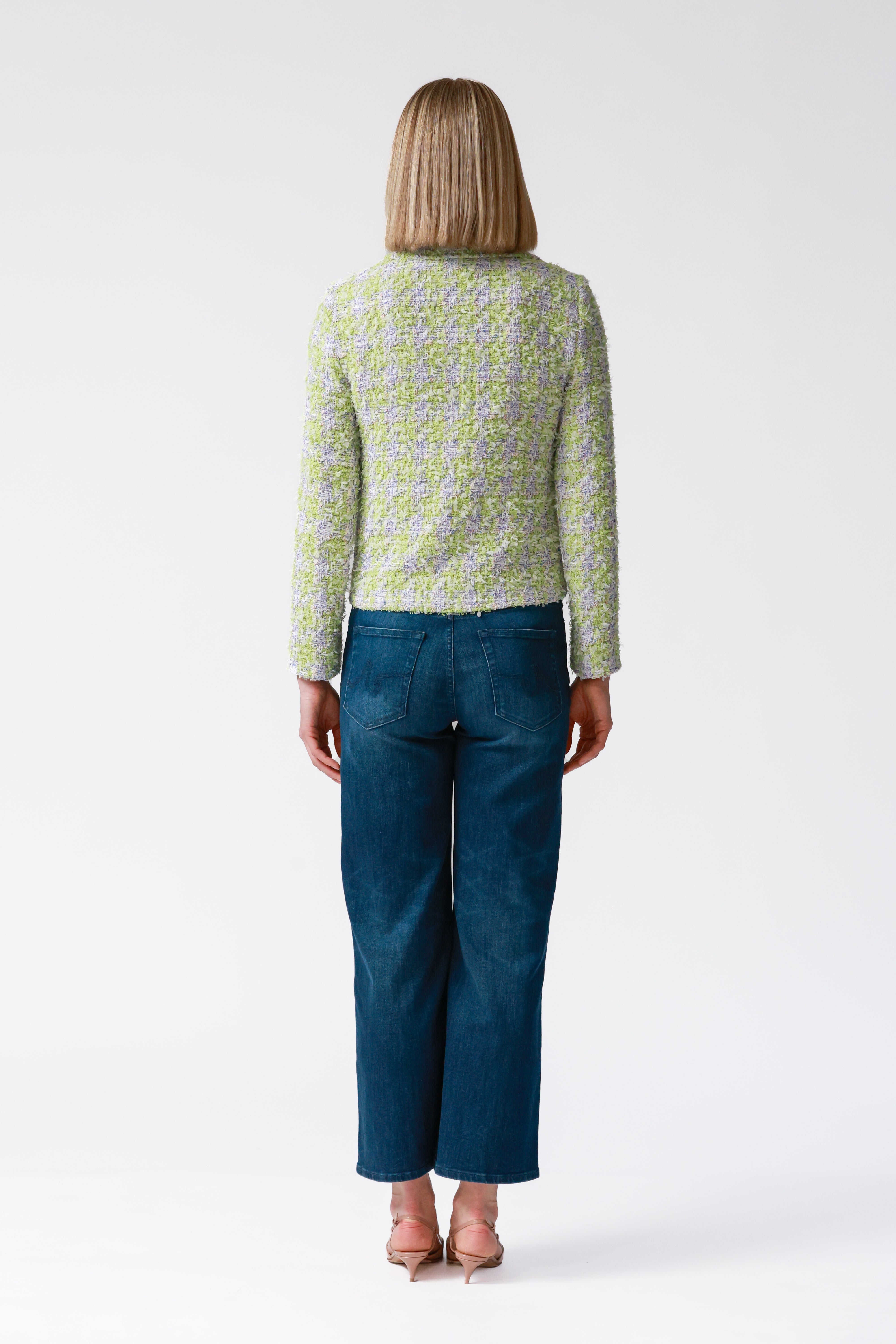 Drew Tweed Double-Breasted Jacket in Lime