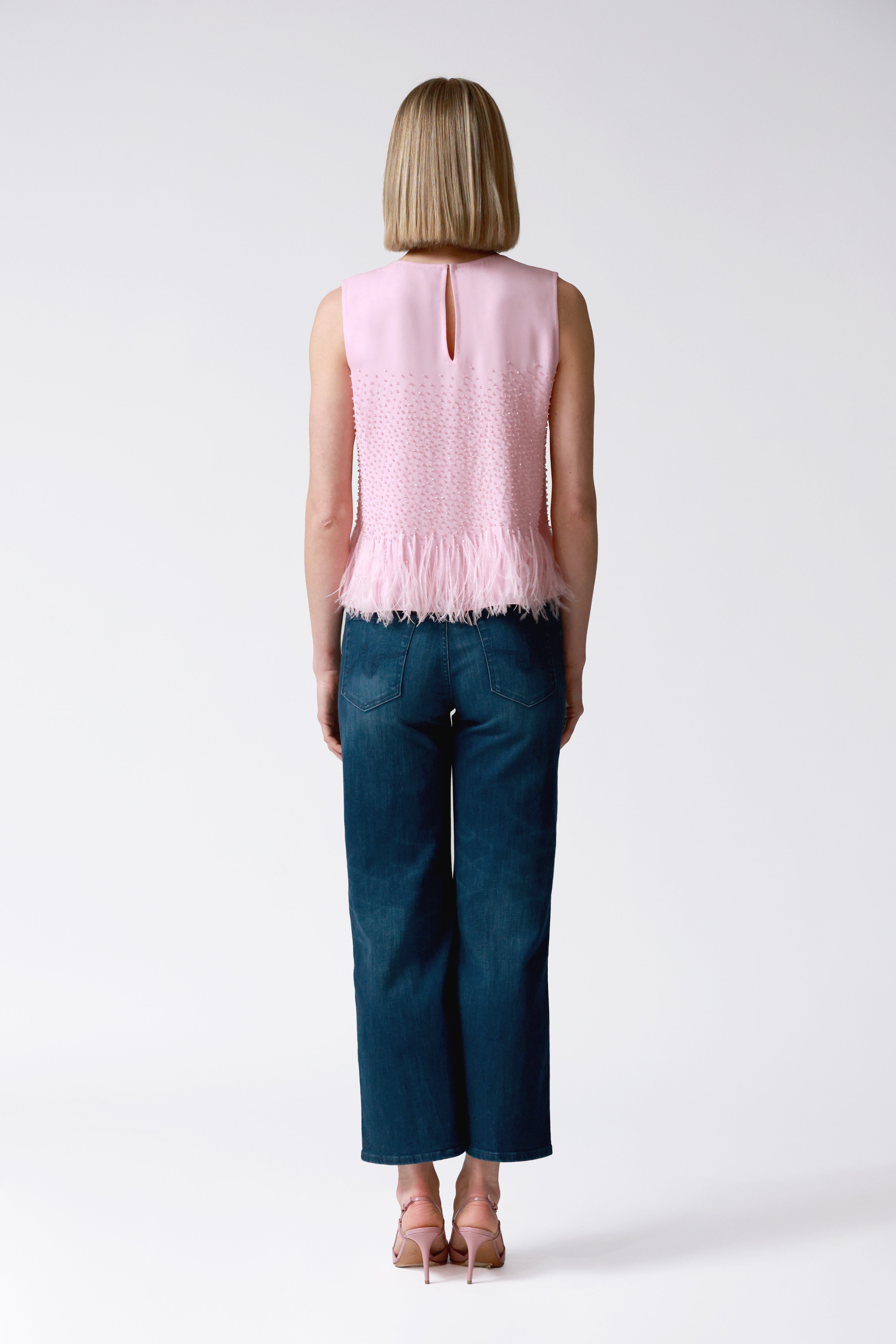 Eden Pink Beaded Sleeveless Top