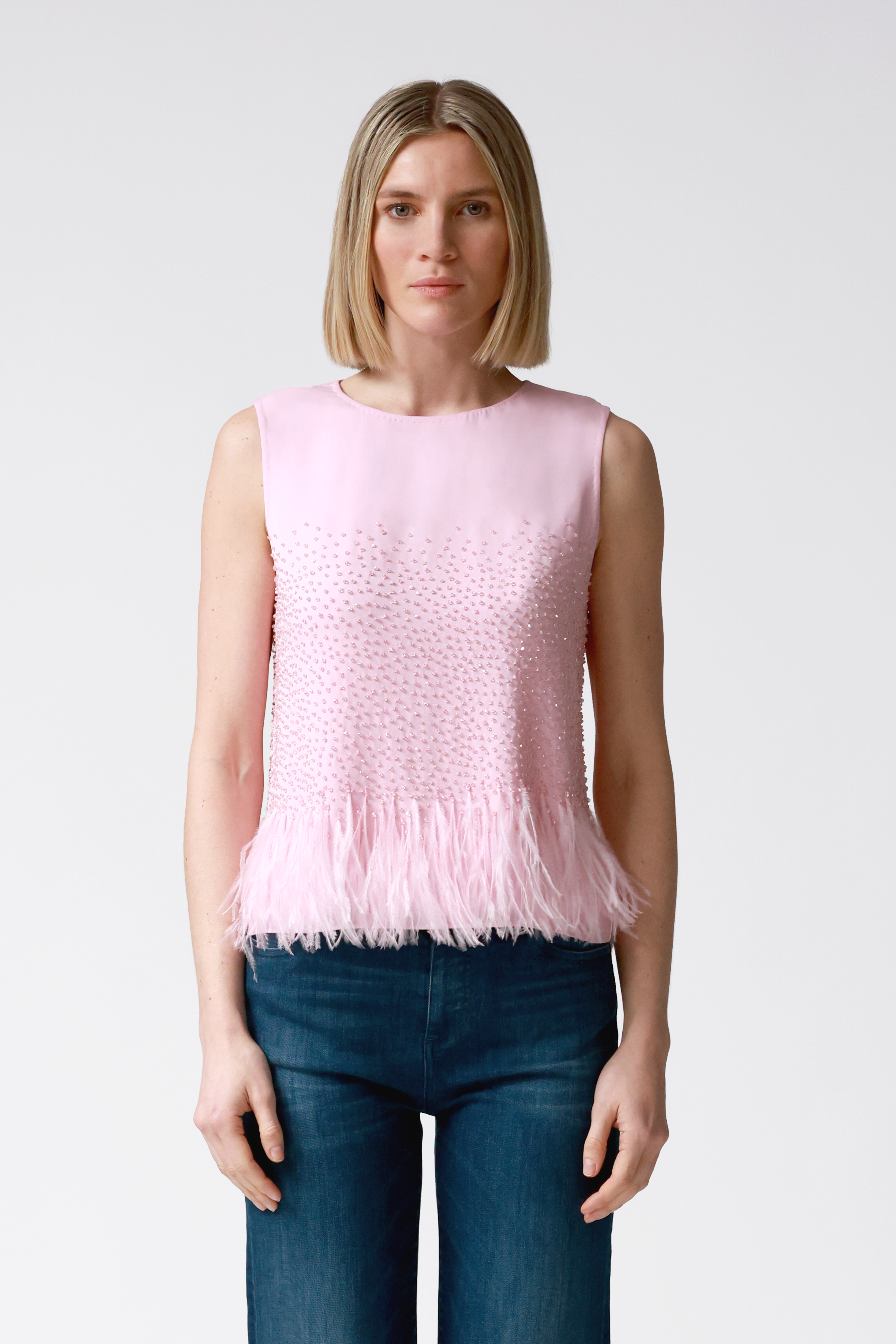 Eden Pink Beaded Sleeveless Top