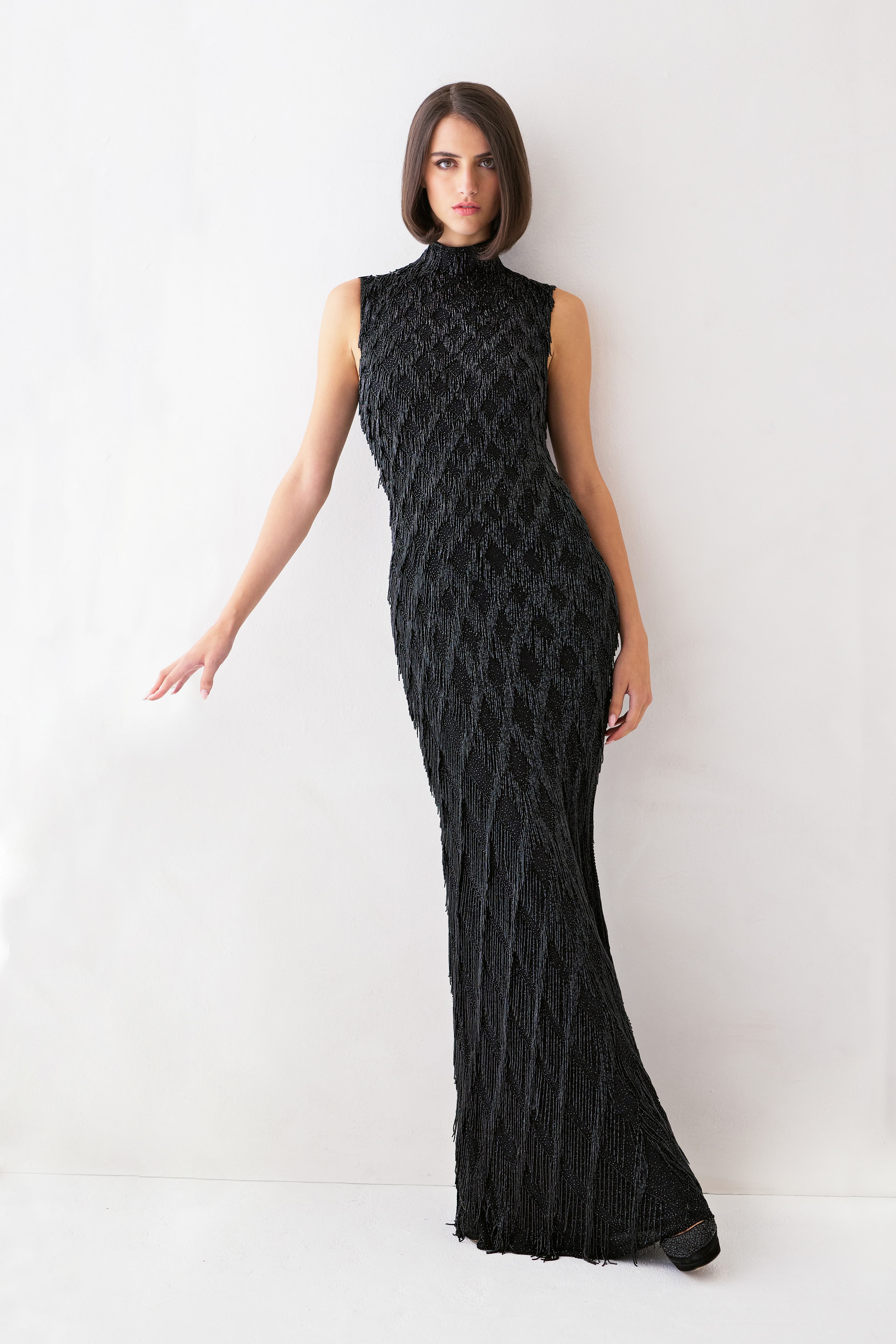 Edie Onyx Beaded Gown