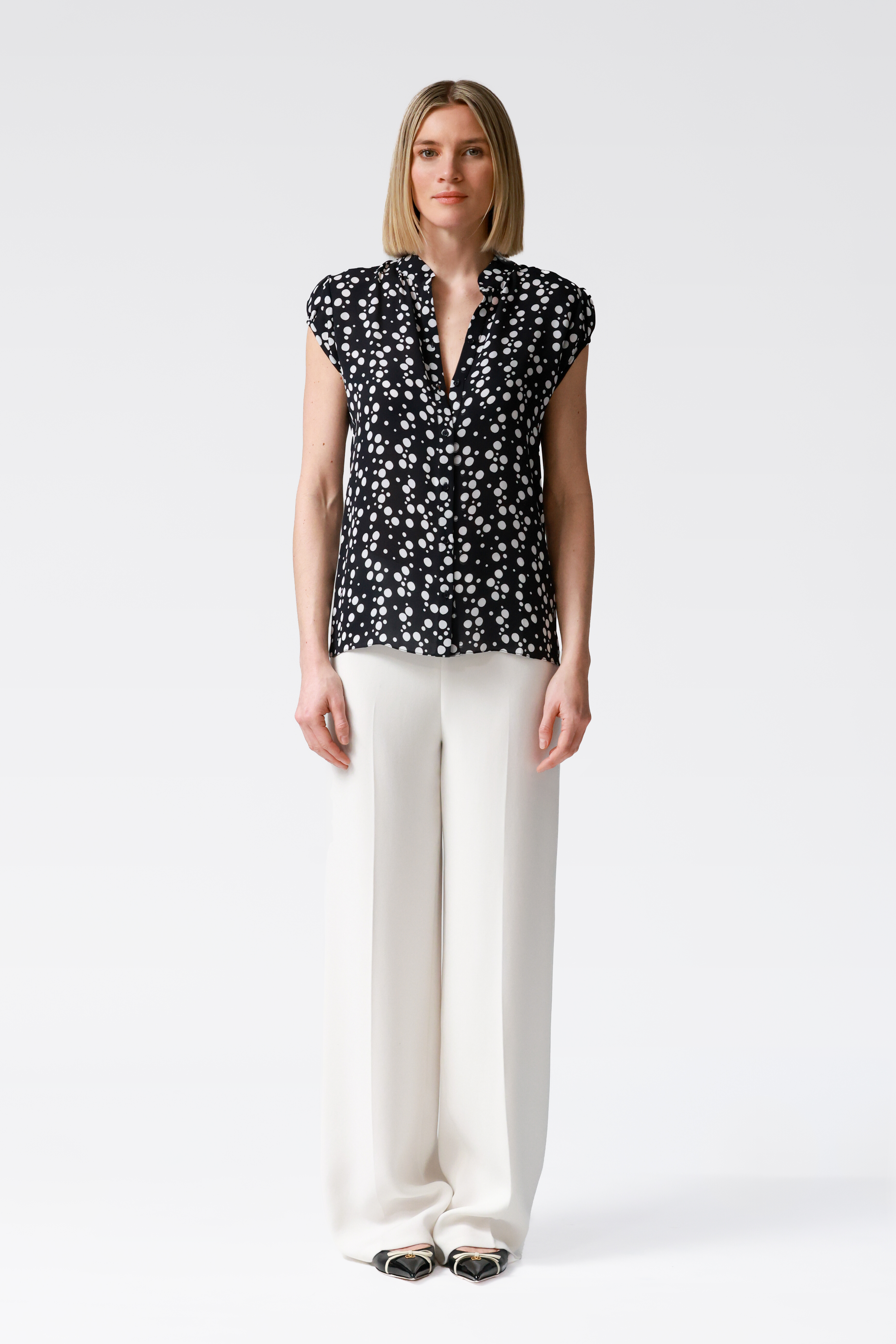 Elena Silk Polka Dot Blouse