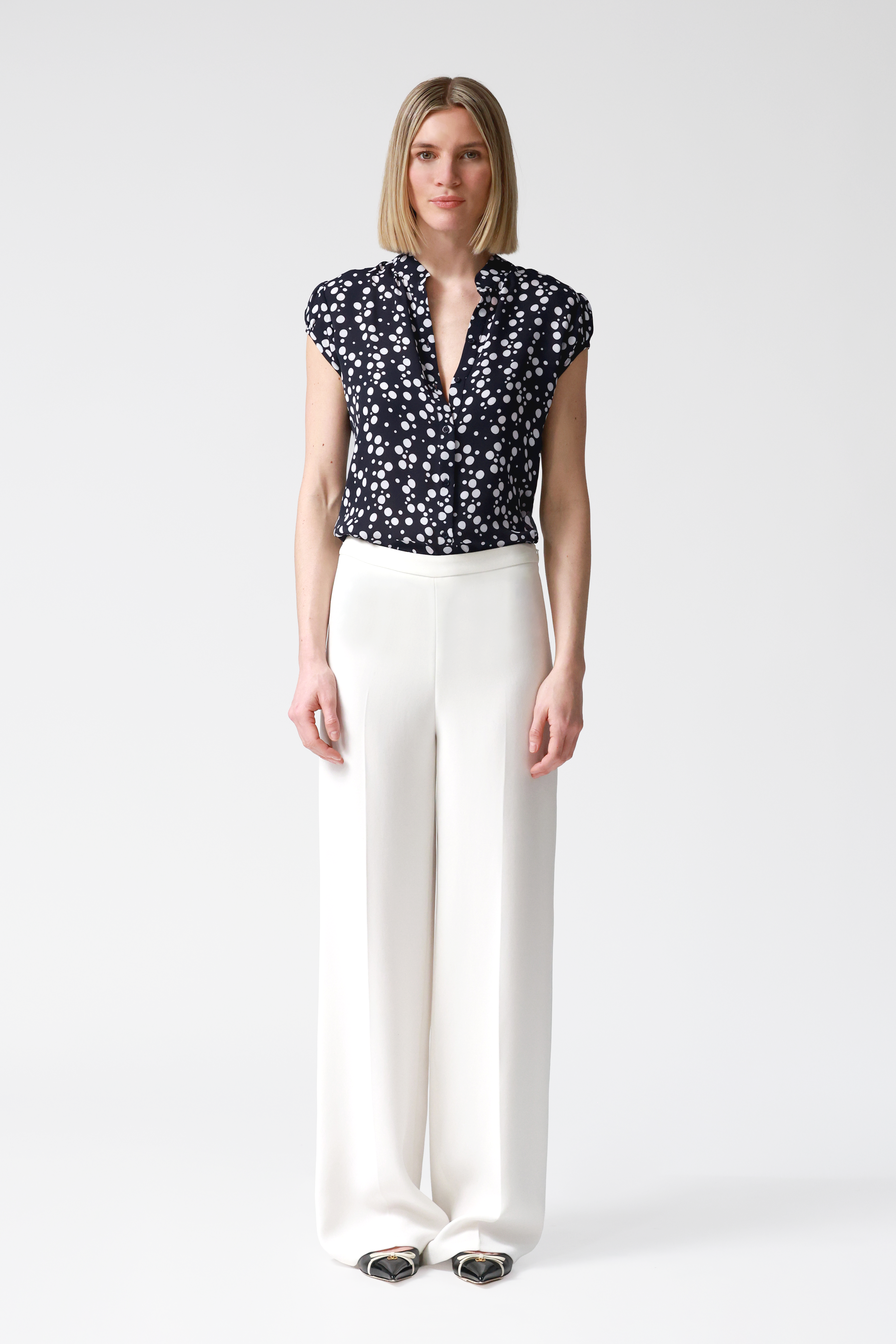 Elena Silk Polka Dot Blouse