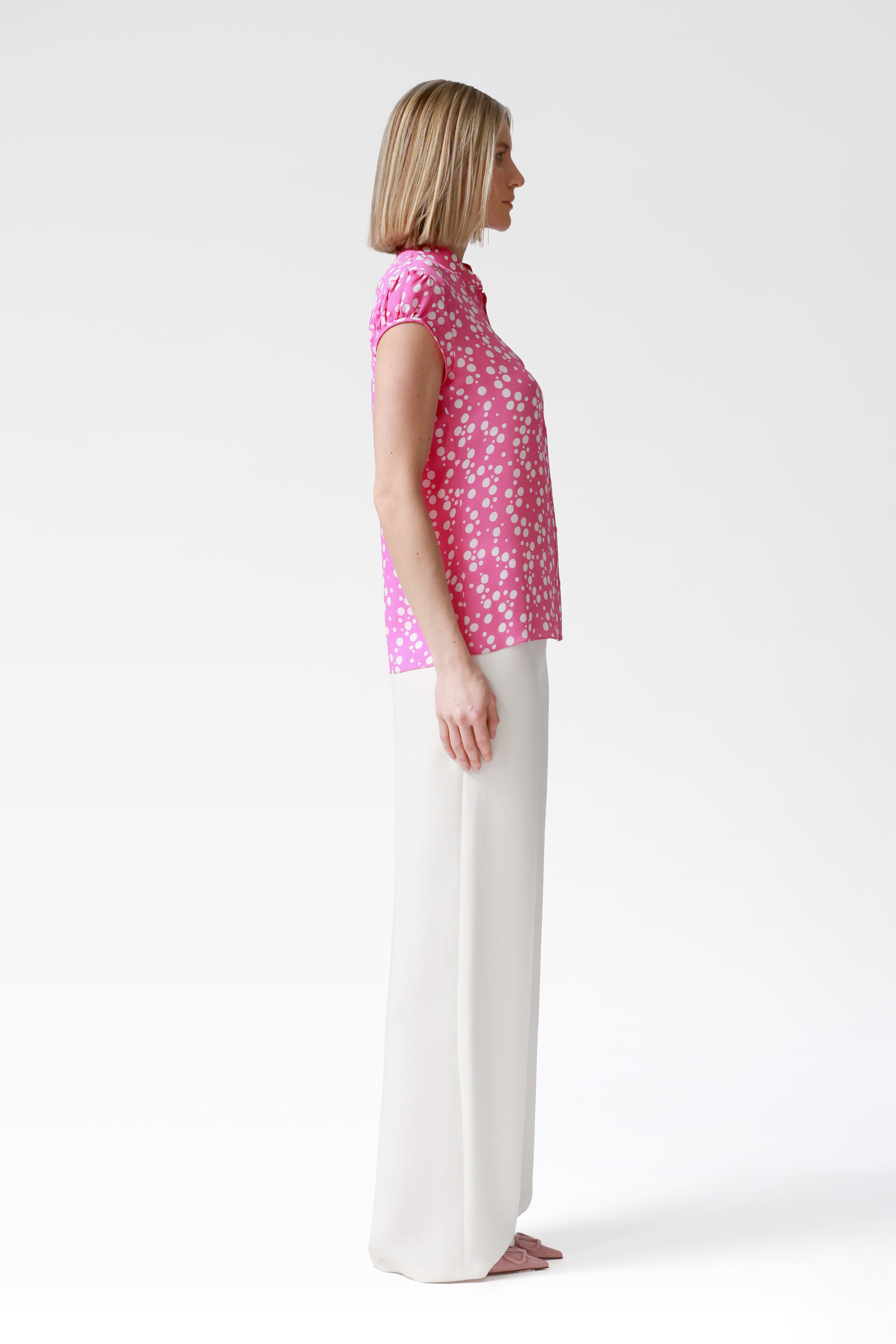 Elena Silk Polka Dot Blouse