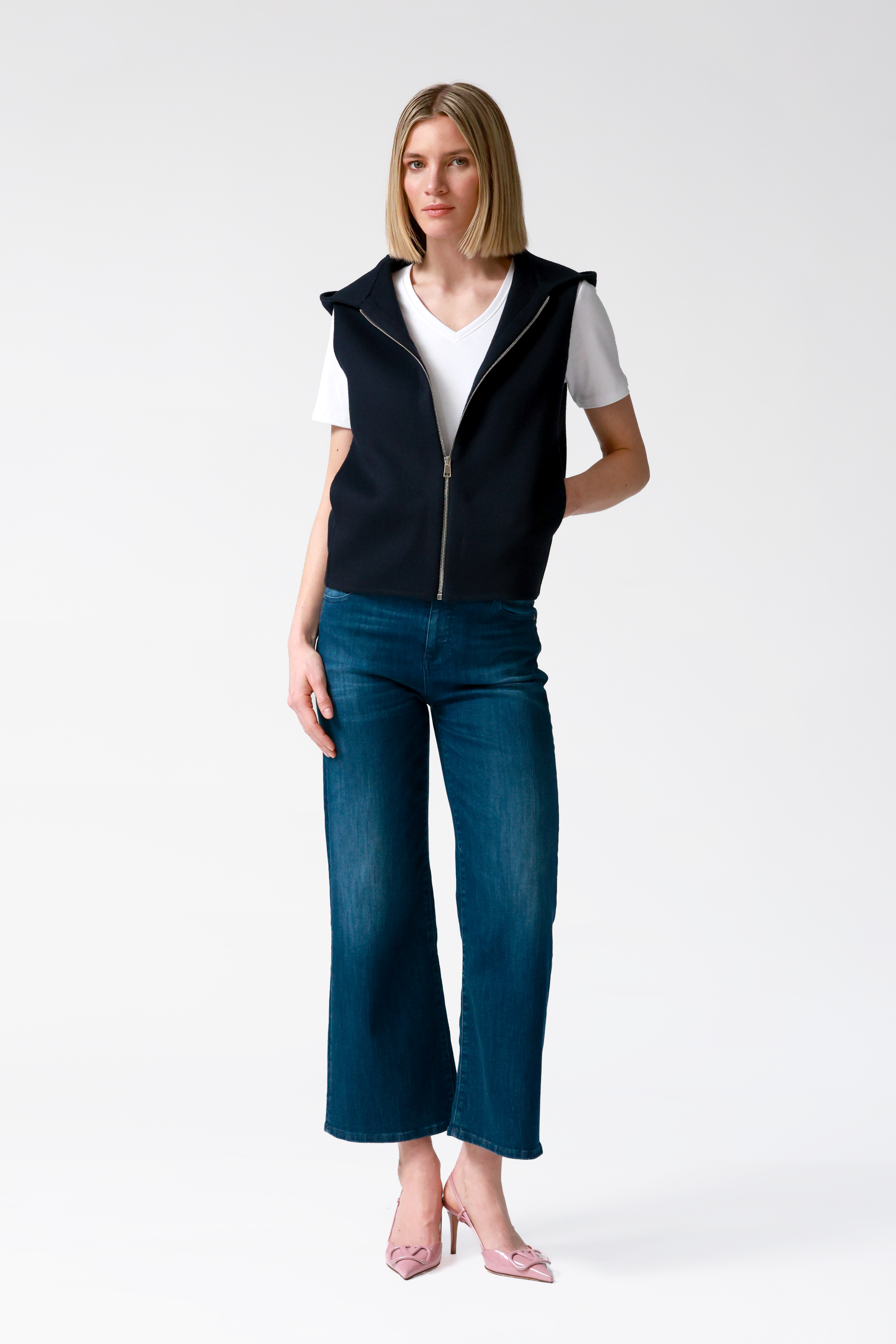 Faye Navy Double Face Wool Gilet