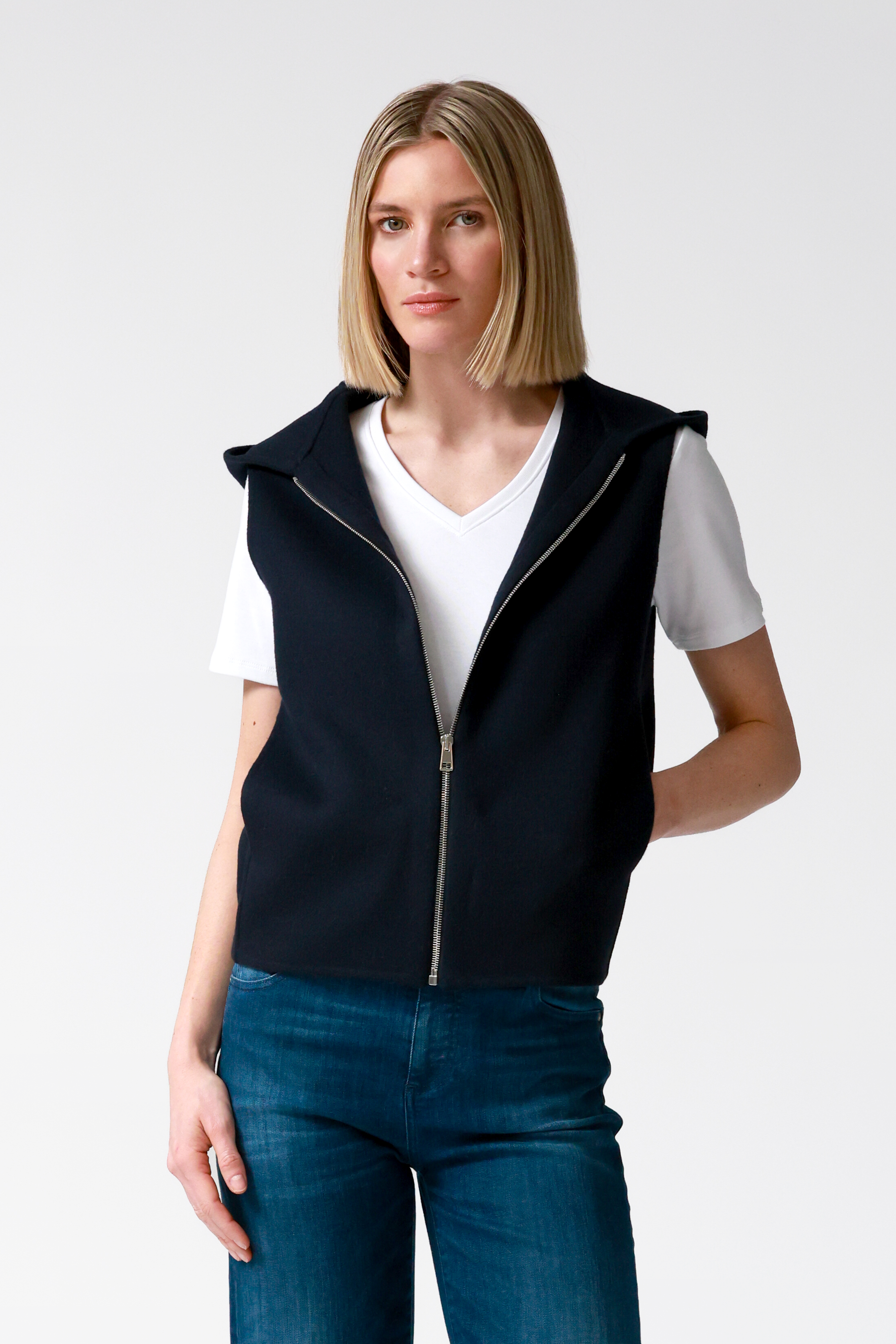 Faye Navy Double Face Wool Gilet