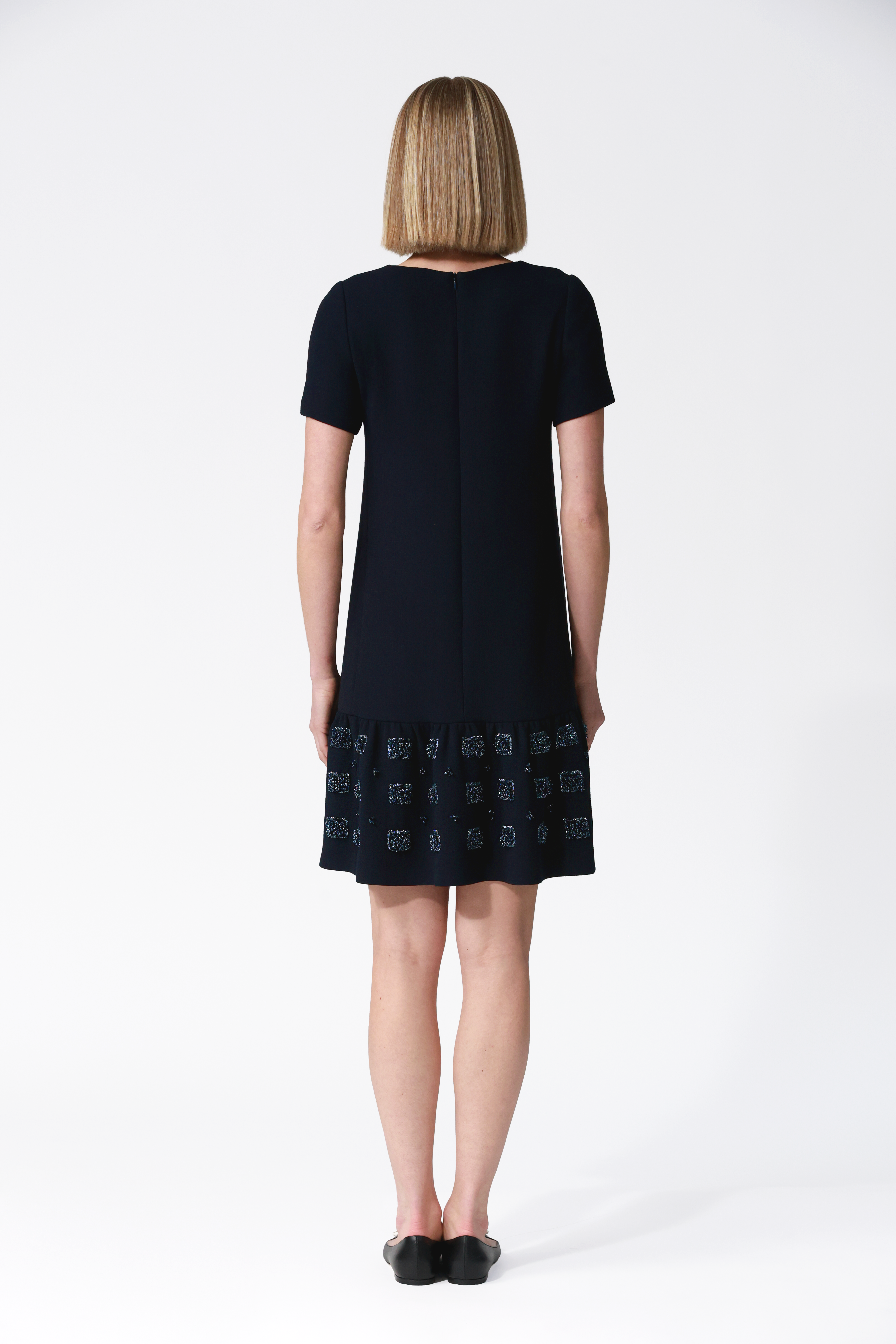 Fia Navy Embellished Peplum Hem Dress