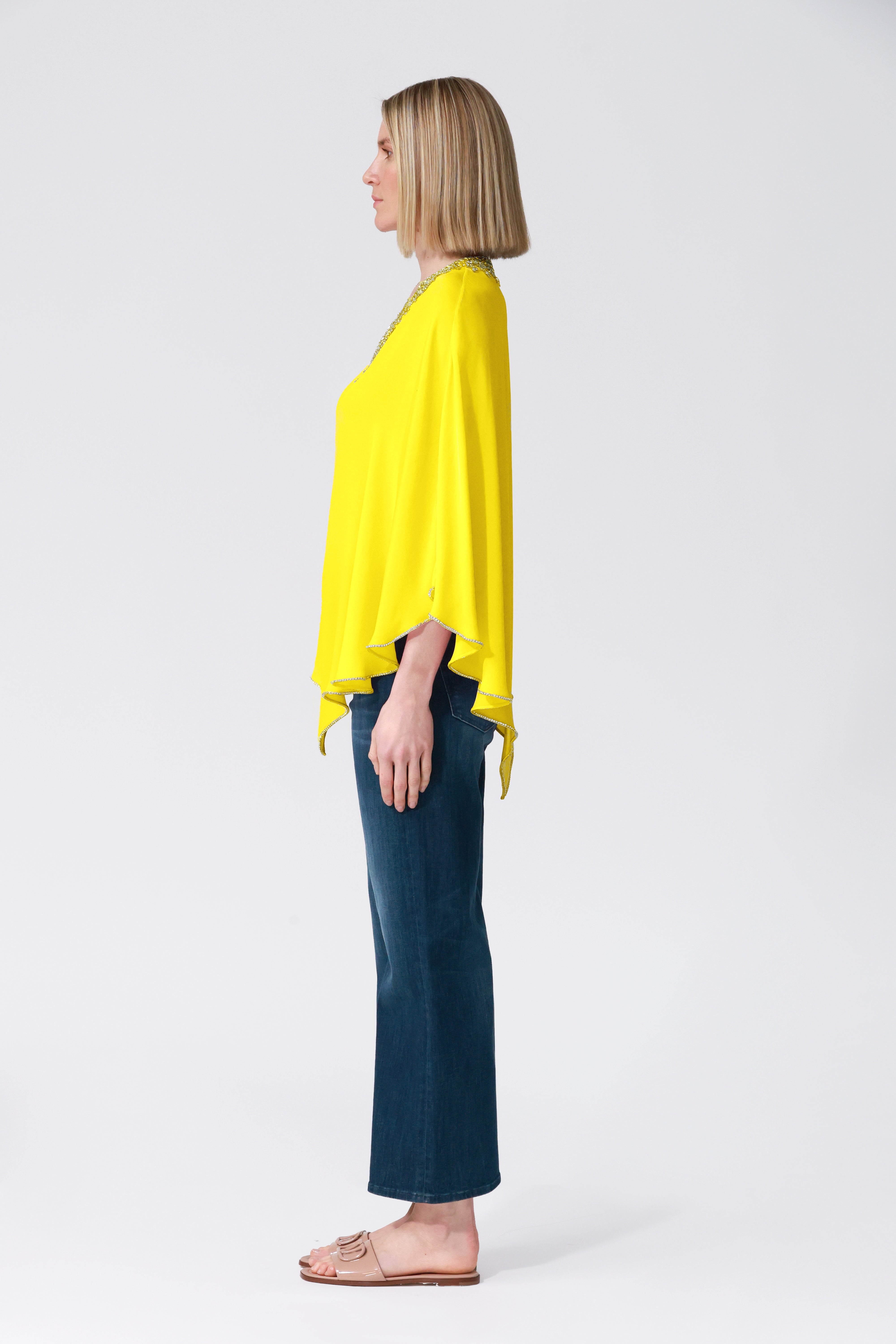 Fifi Silk Kaftan in Yellow