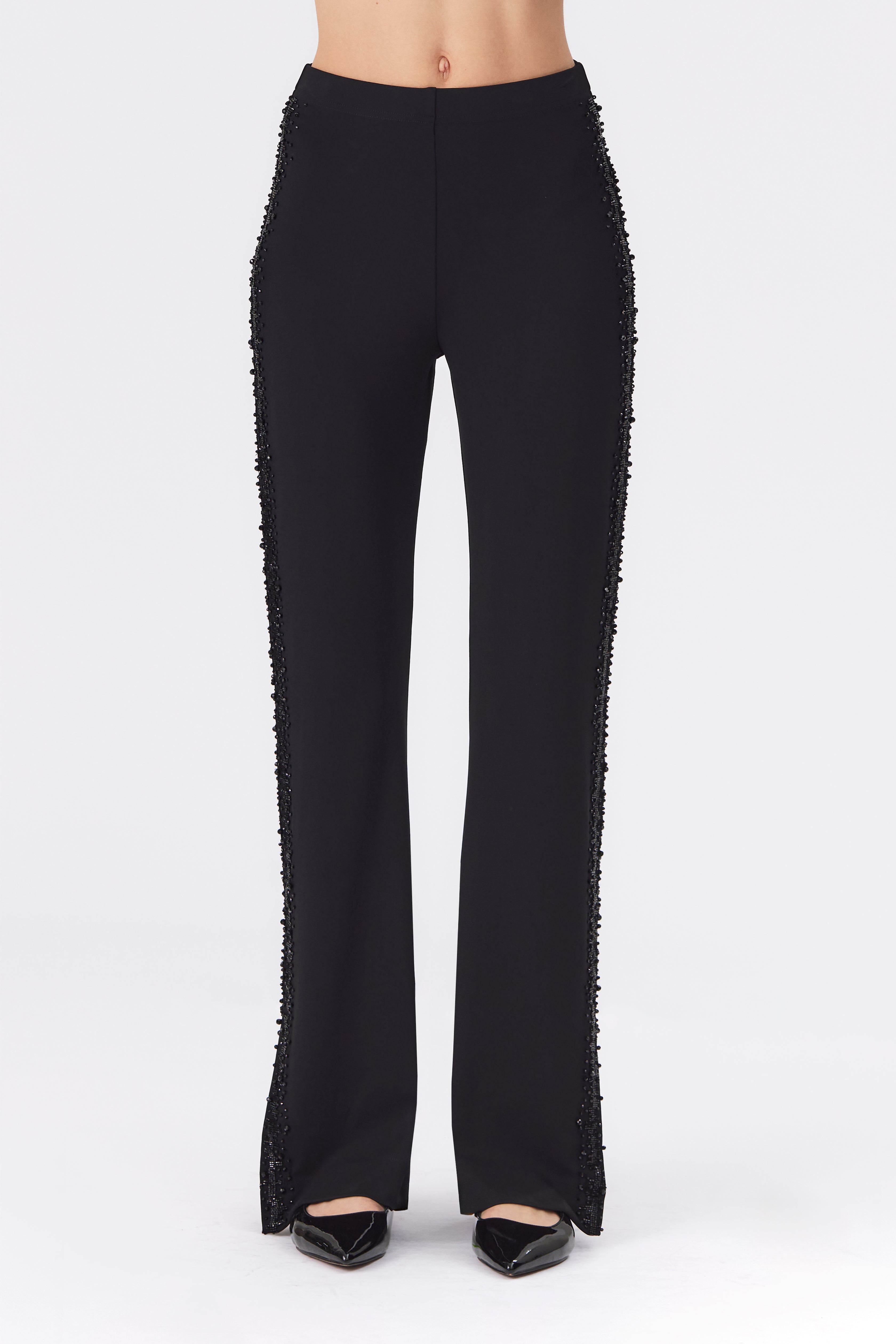 Freya Beaded Jersey Trousers in Black