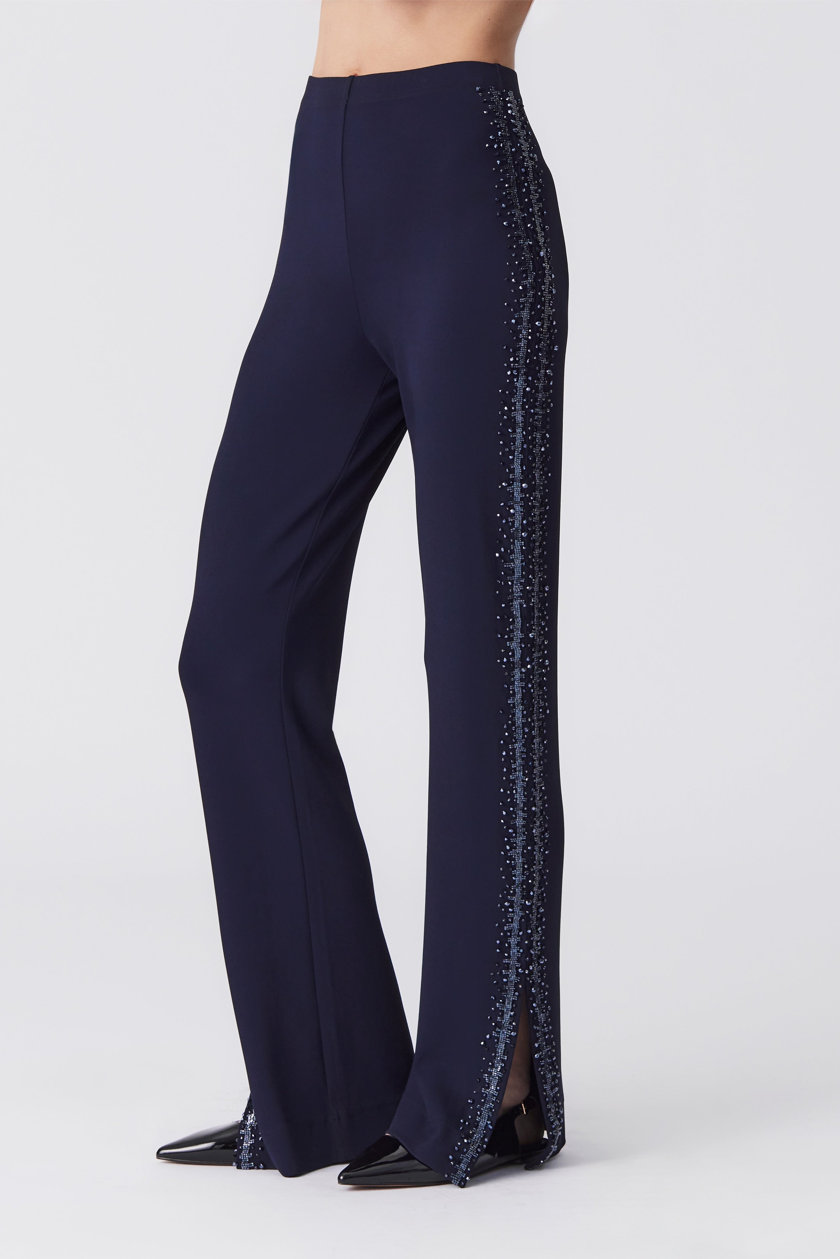 Freya Beaded Jersey Trousers in Navy