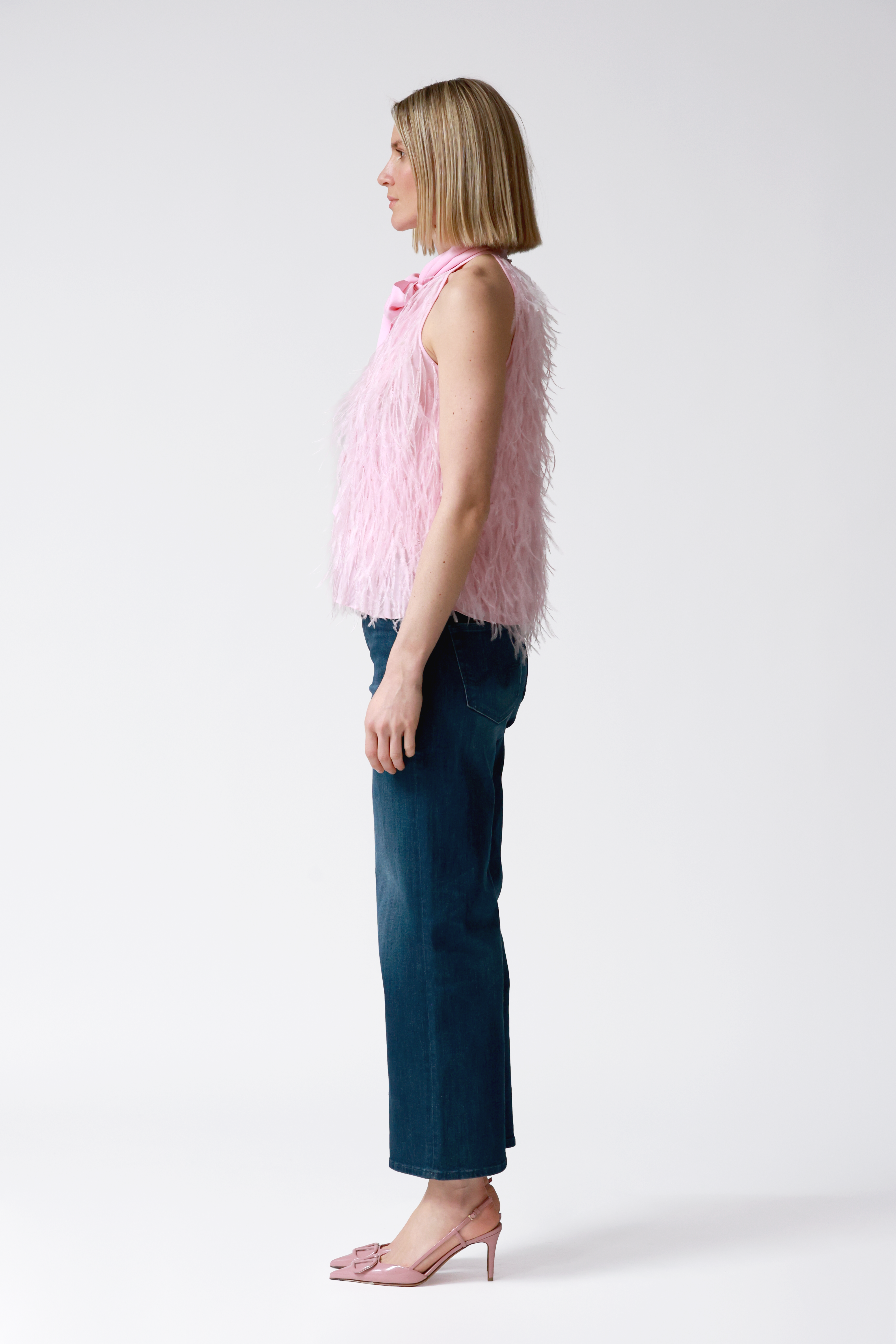 Gemma Pink Feather Halter Top
