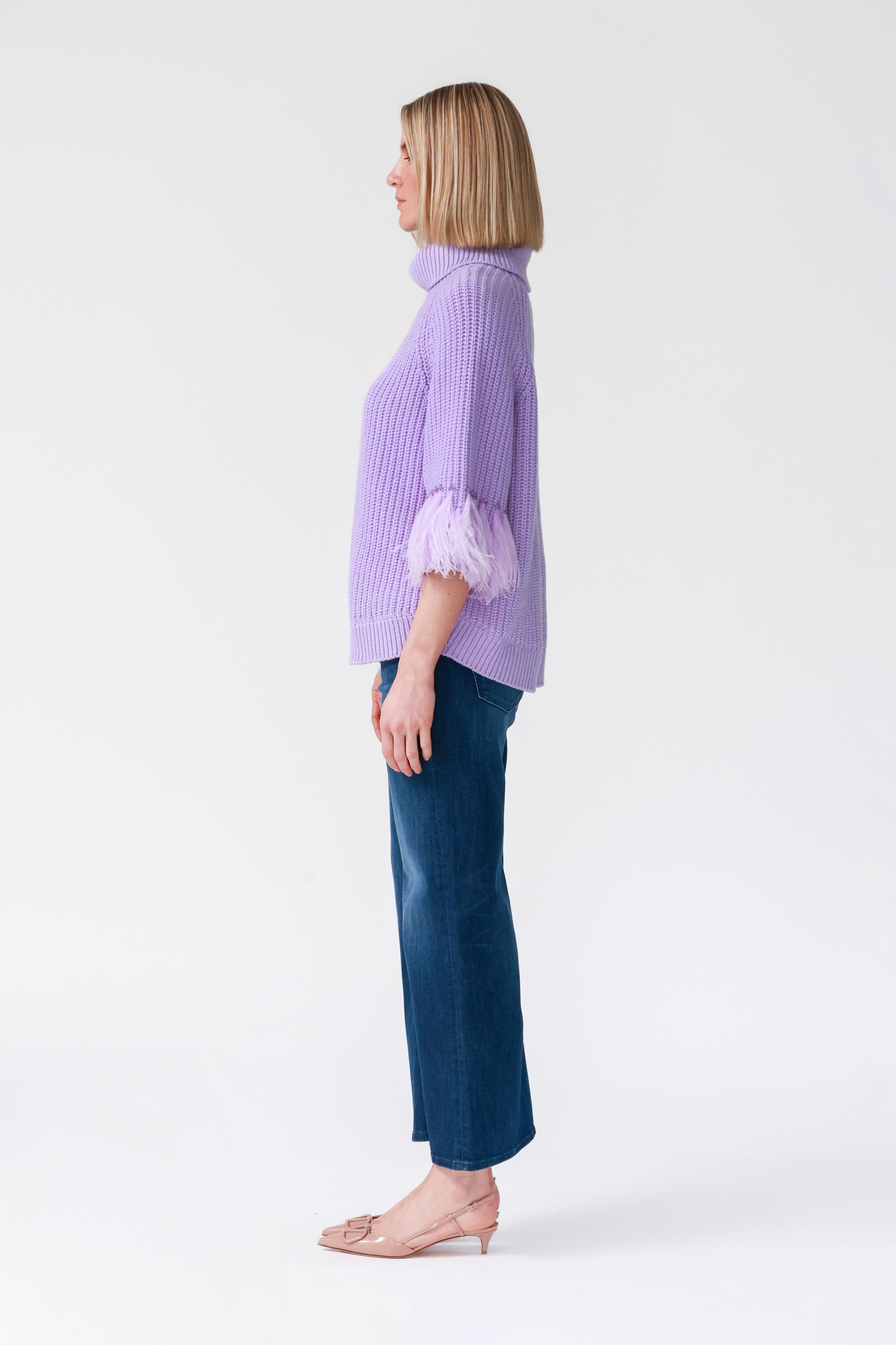 Greta Statement Sleeve Sweater in Lilac
