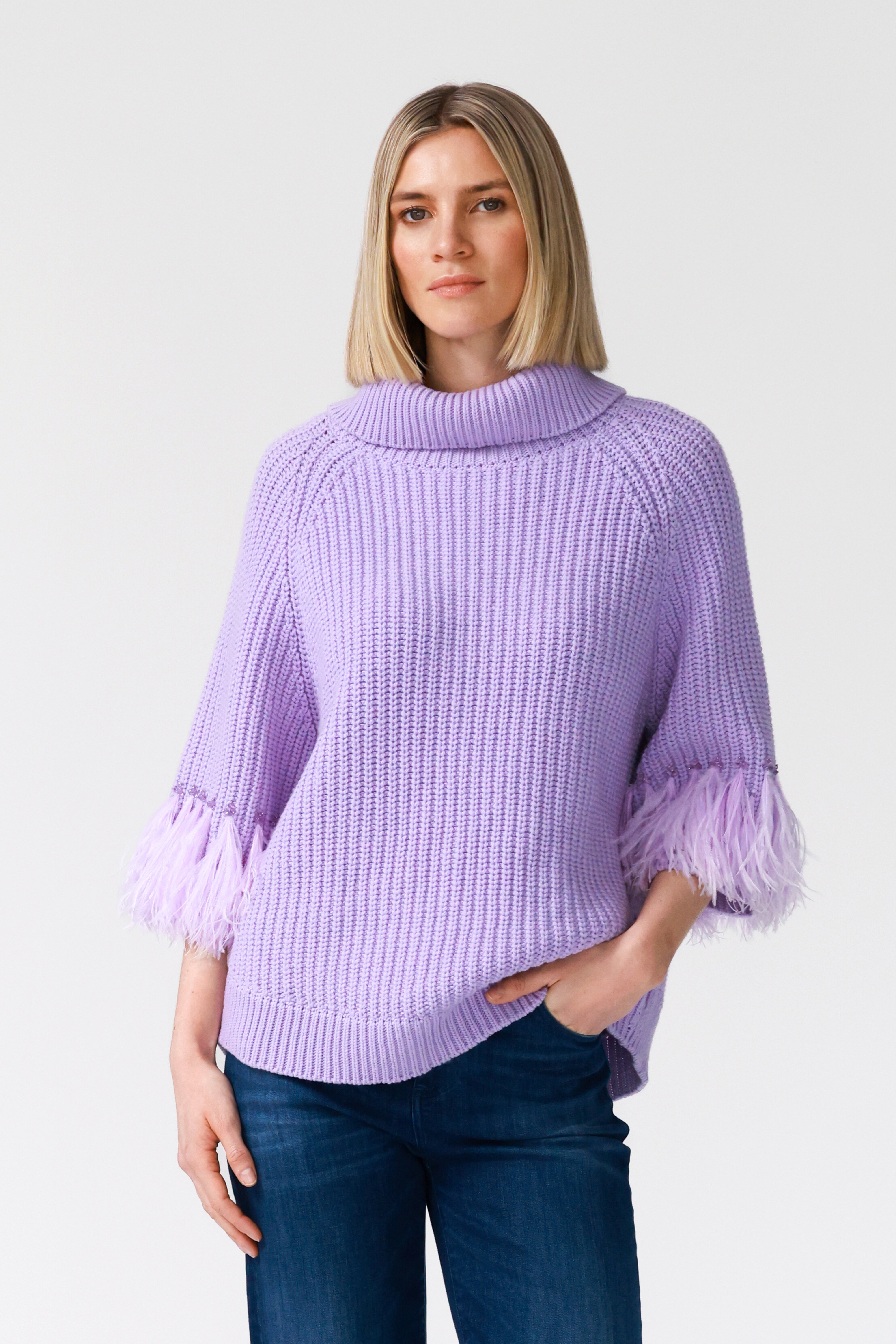 Greta Statement Sleeve Sweater in Lilac