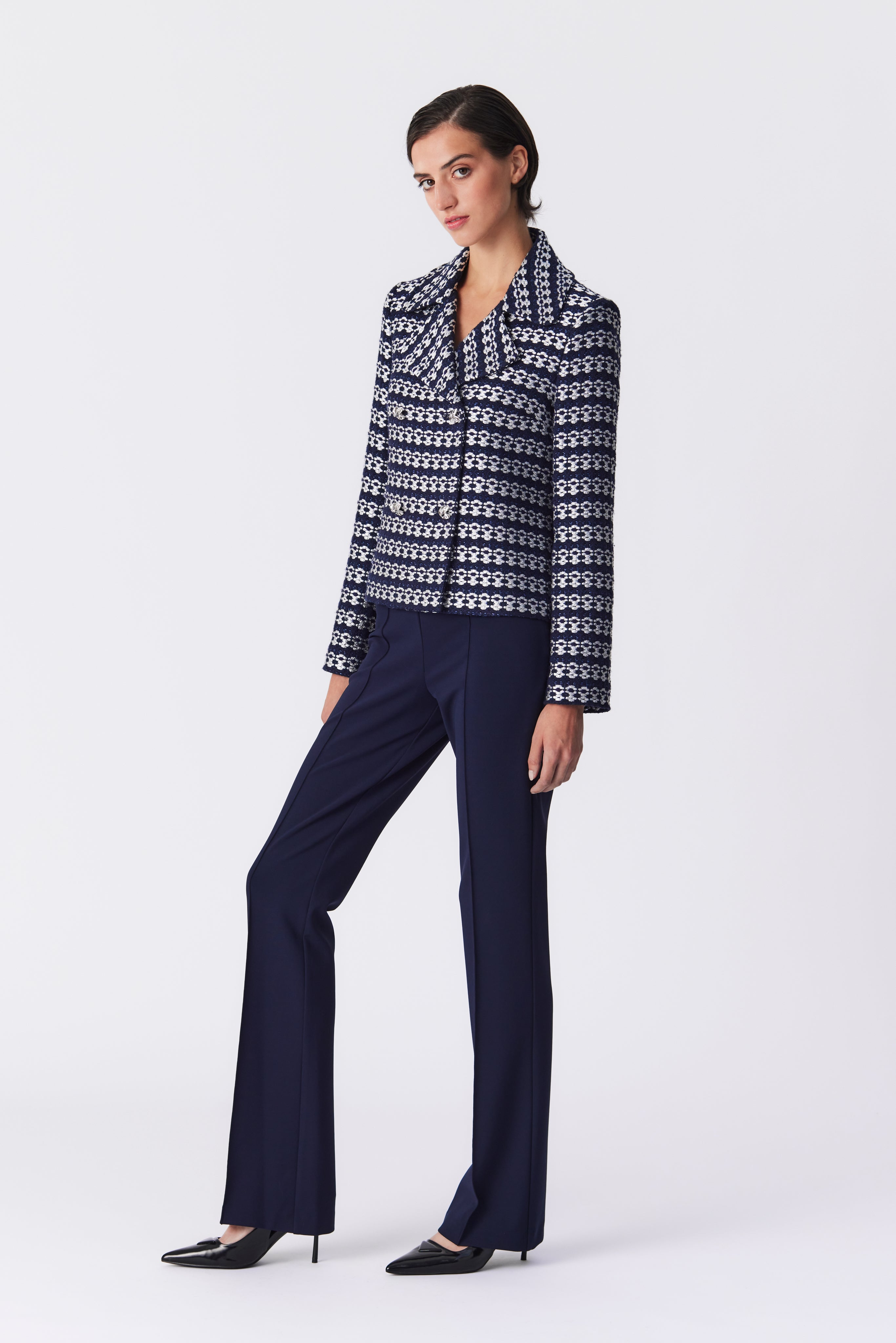 Harper Navy Metallic Tweed Jacket