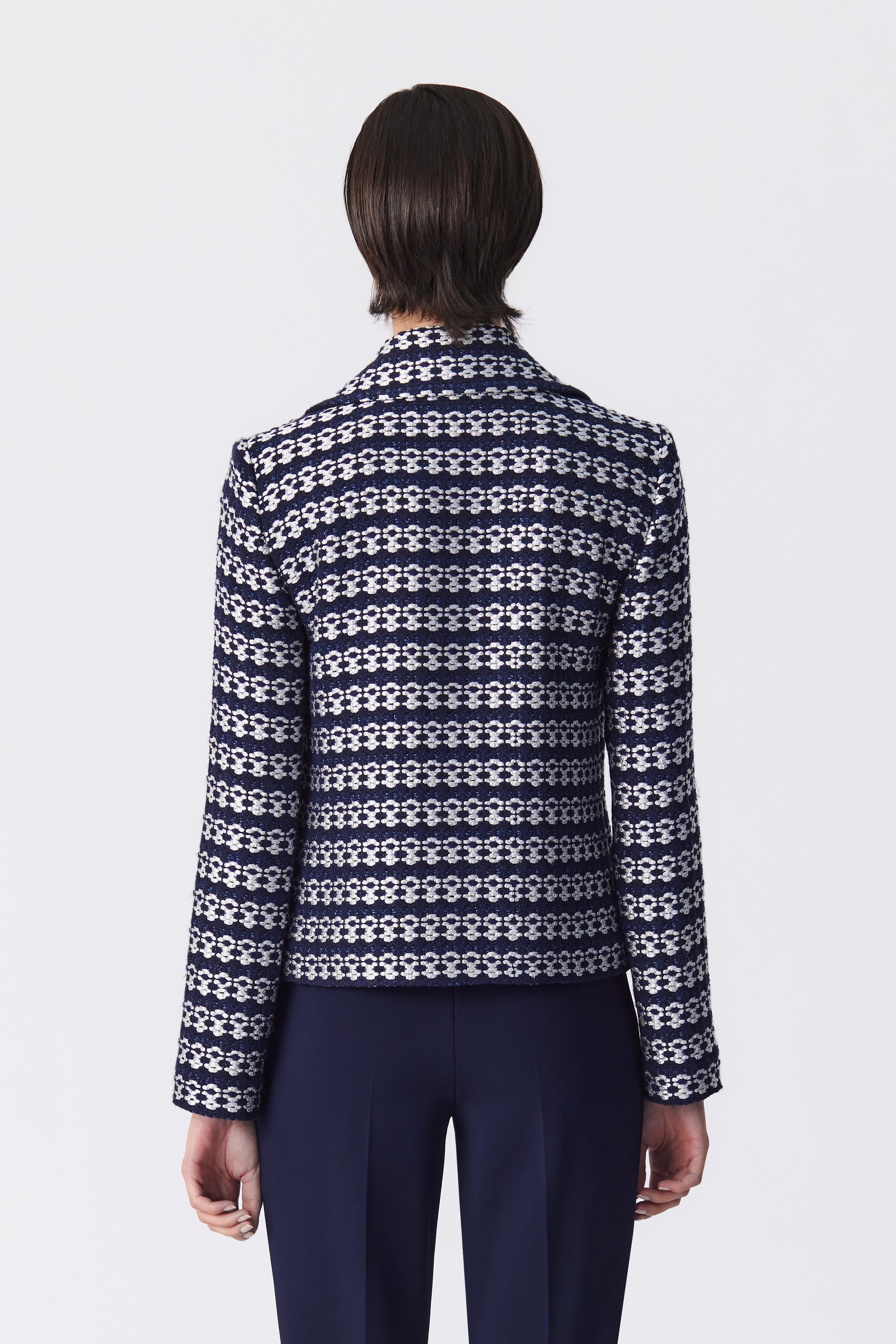 Harper Navy Metallic Tweed Jacket