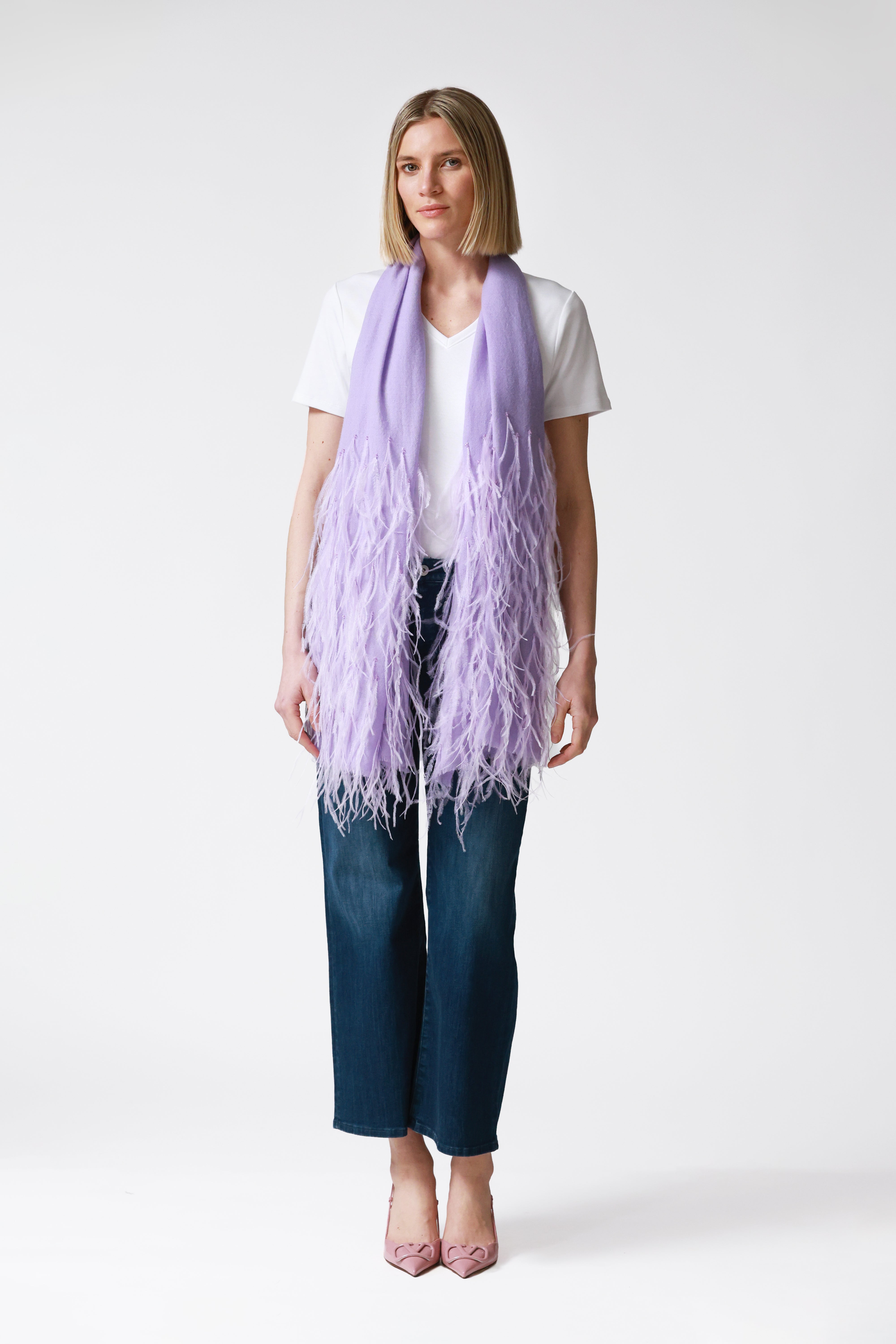 Helene Feather Embellished Wrap in Pink