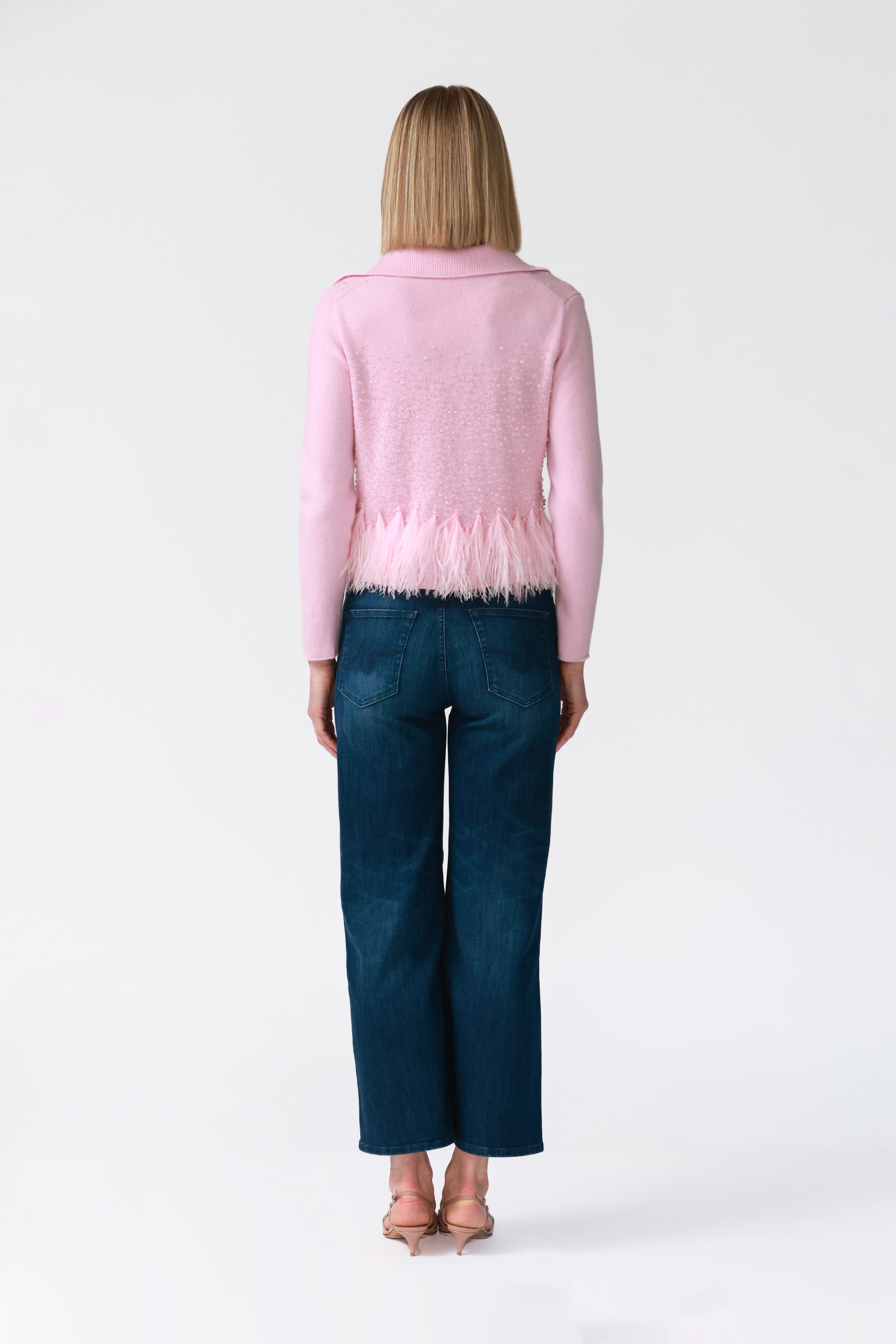 Mae Embellished Cashmere Cardigan in Pink