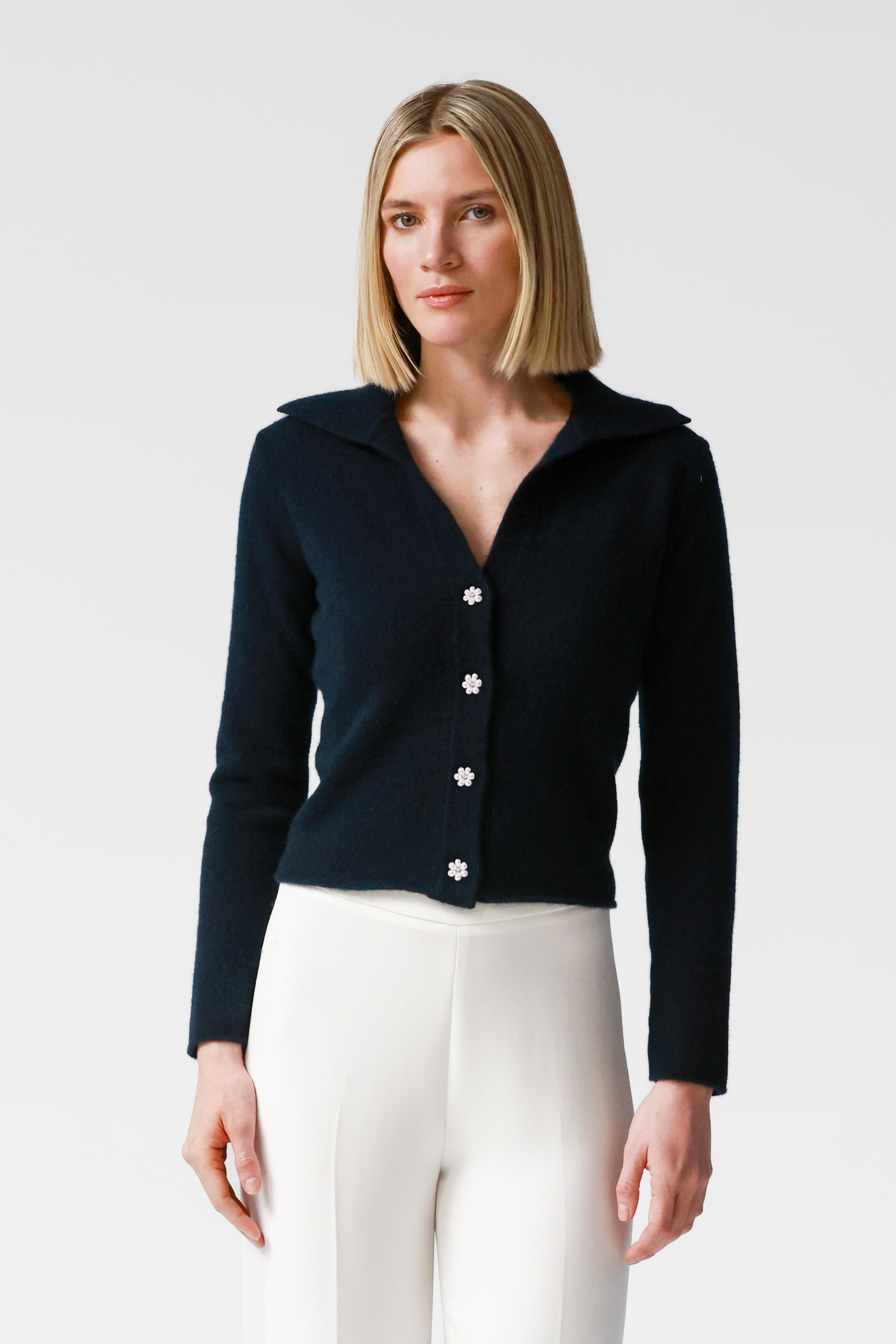 Iris Navy Cashmere Cardigan