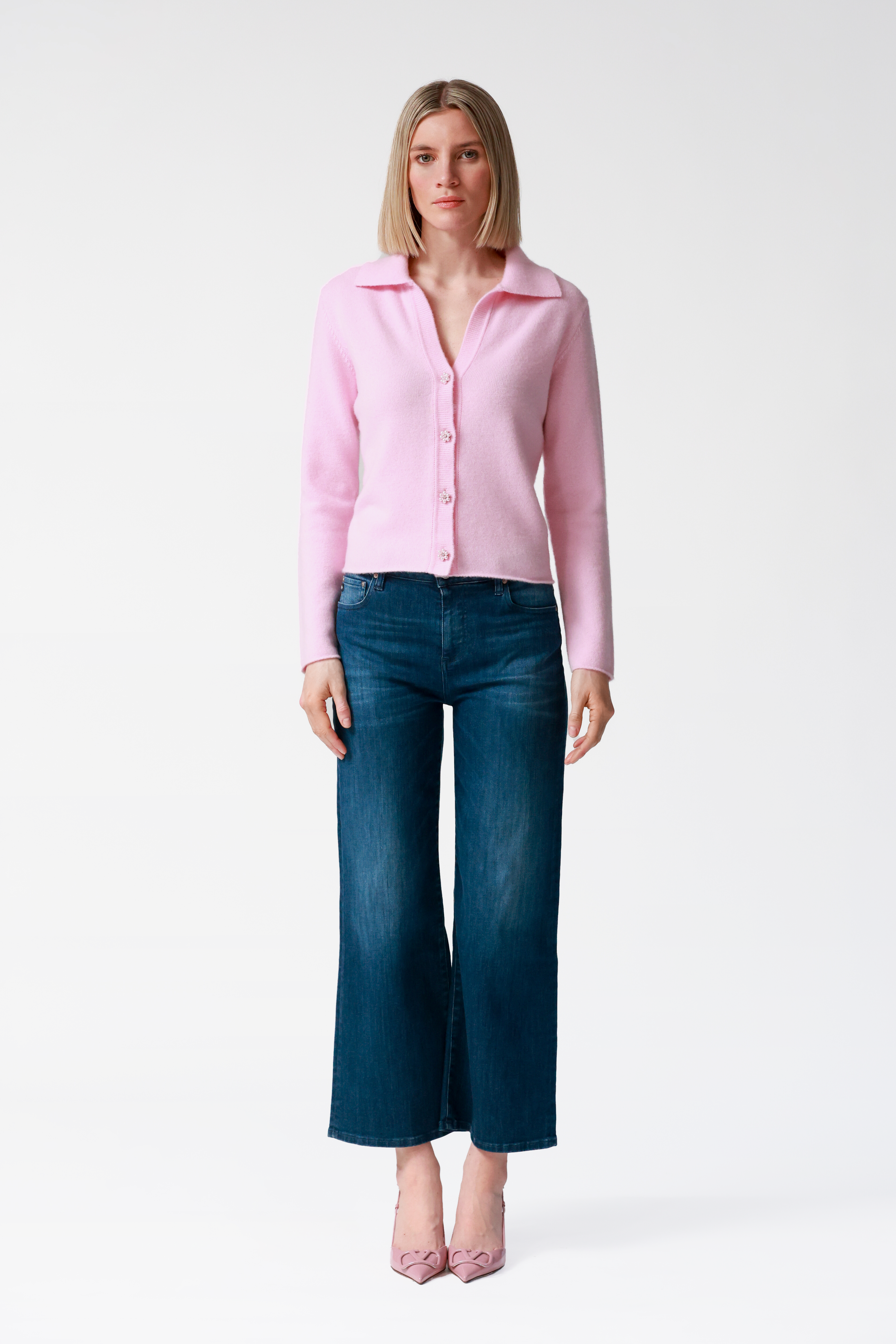Iris Cashmere Cardigan in Pink