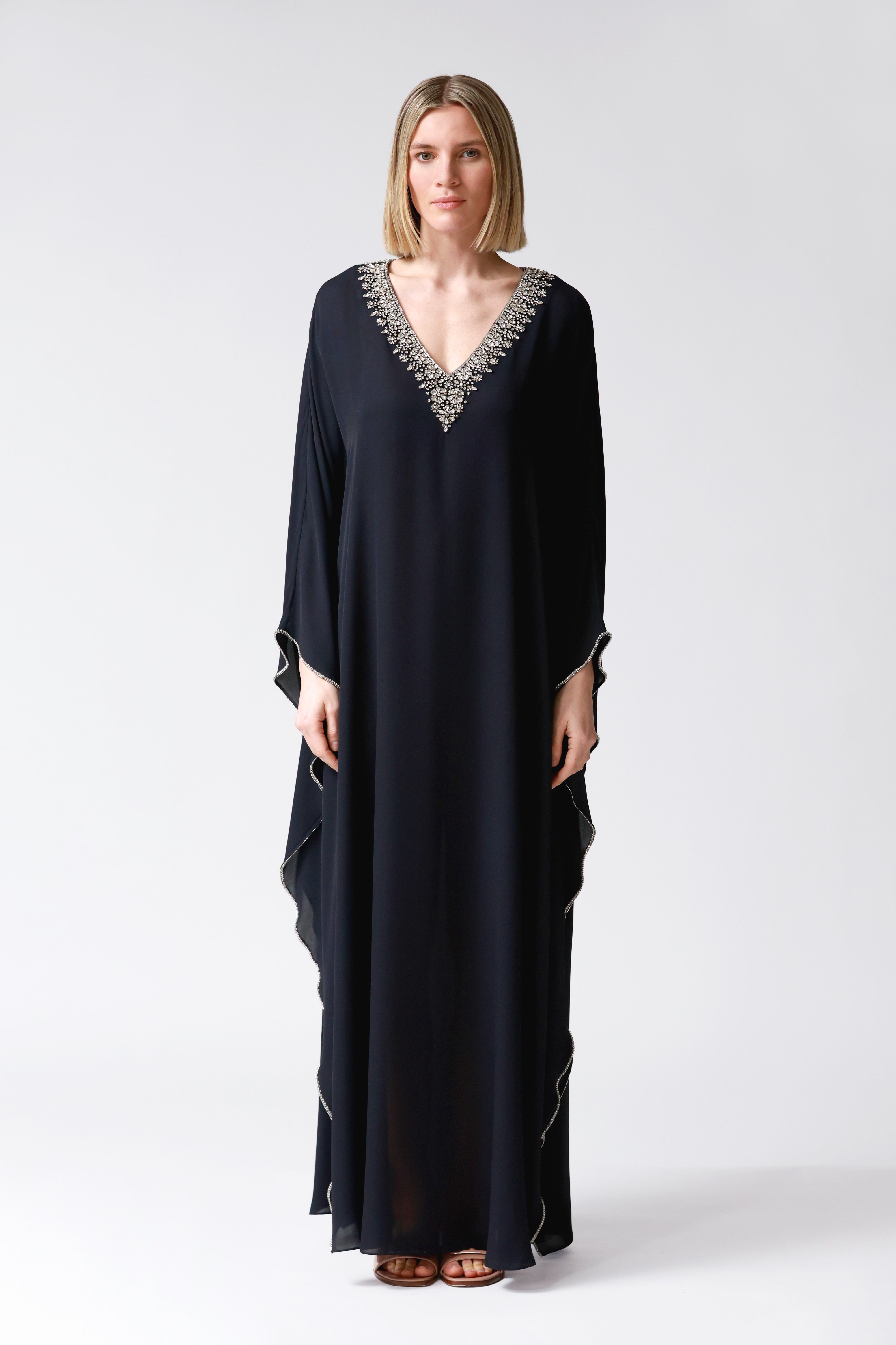 Jacqueline Embellished Kaftan in Navy