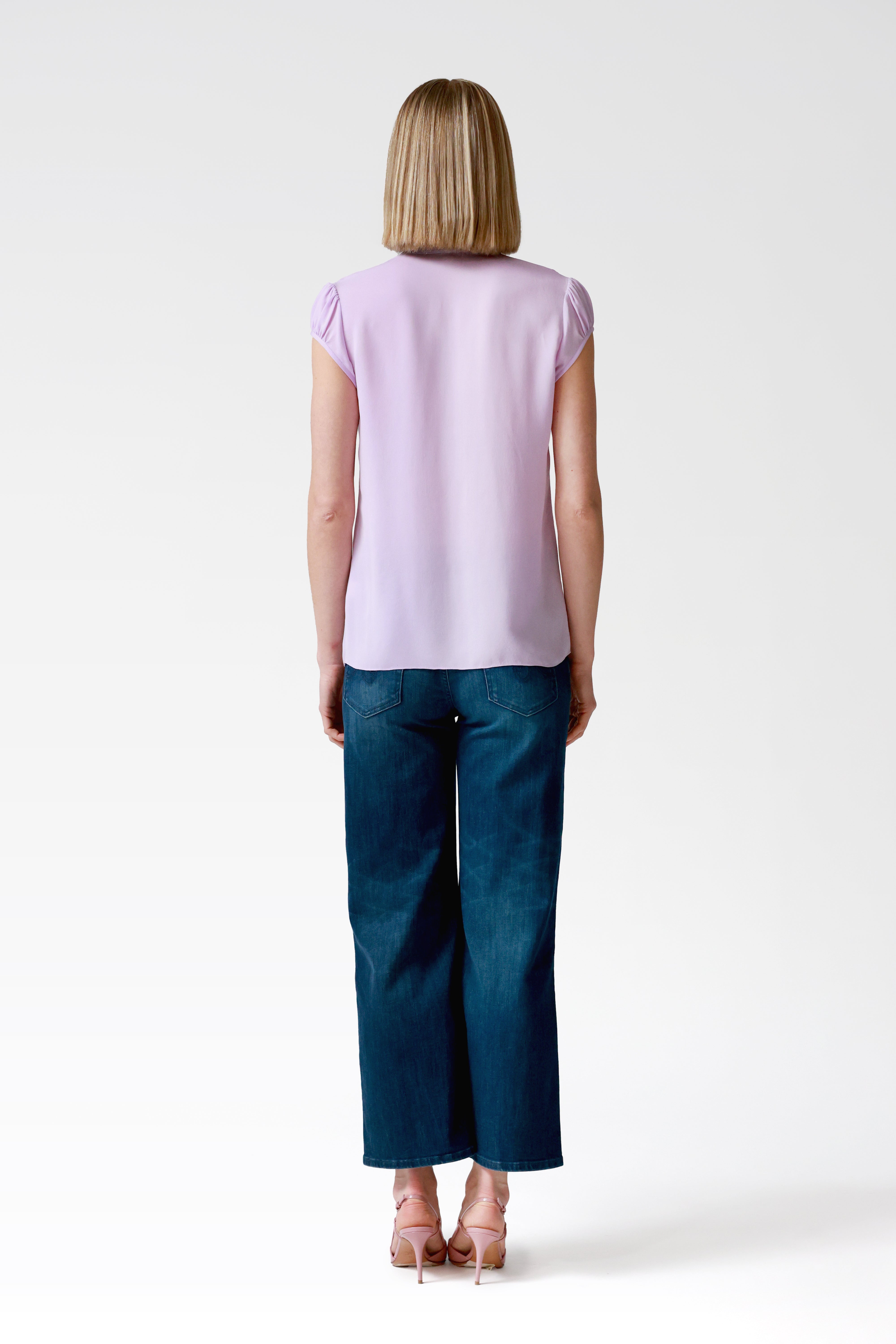 Jessie Silk Ruffle Blouse in Lilac