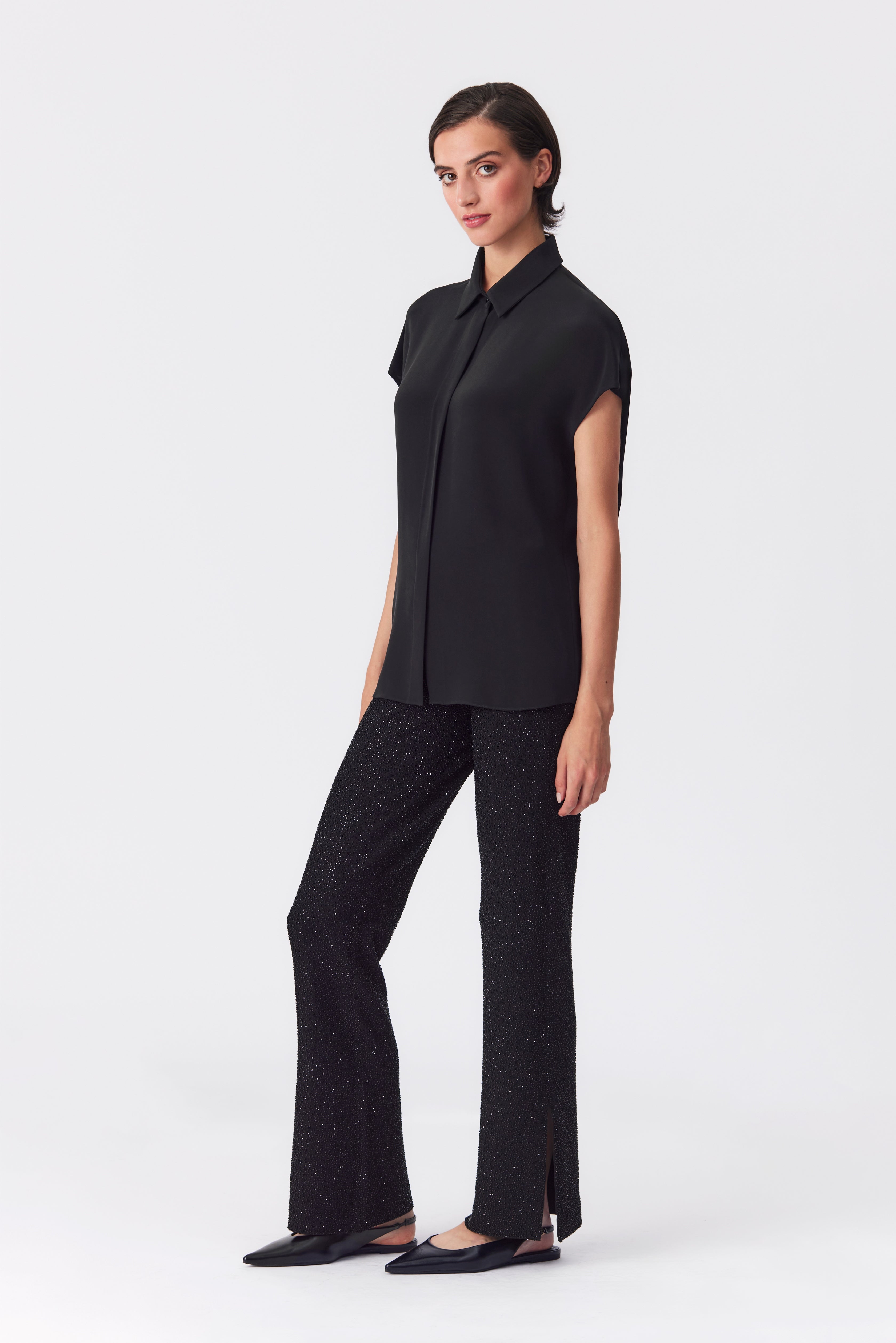 Kate Black Satin Crepe Blouse