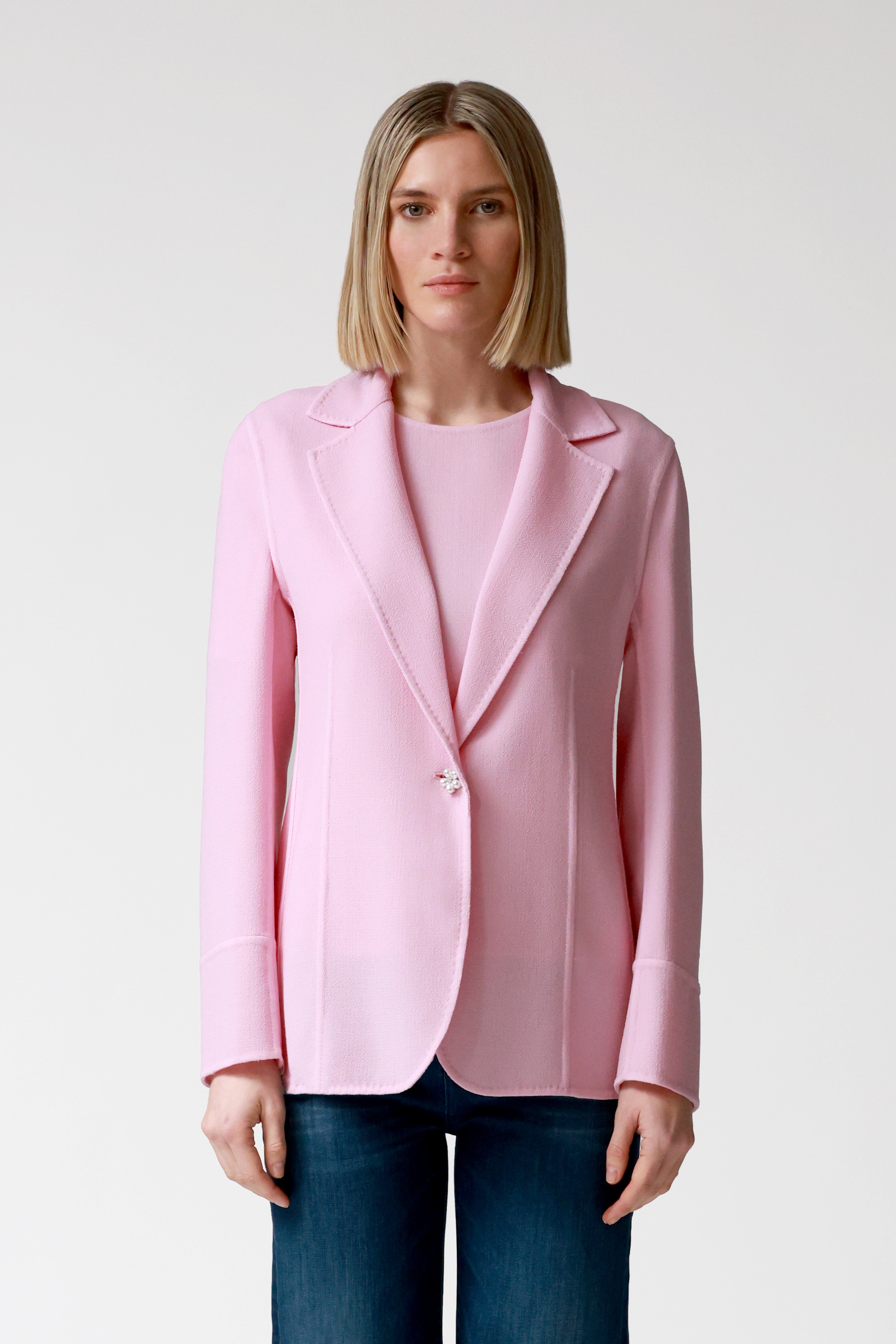 Kate Single-Breasted Wool Jacket in Pink