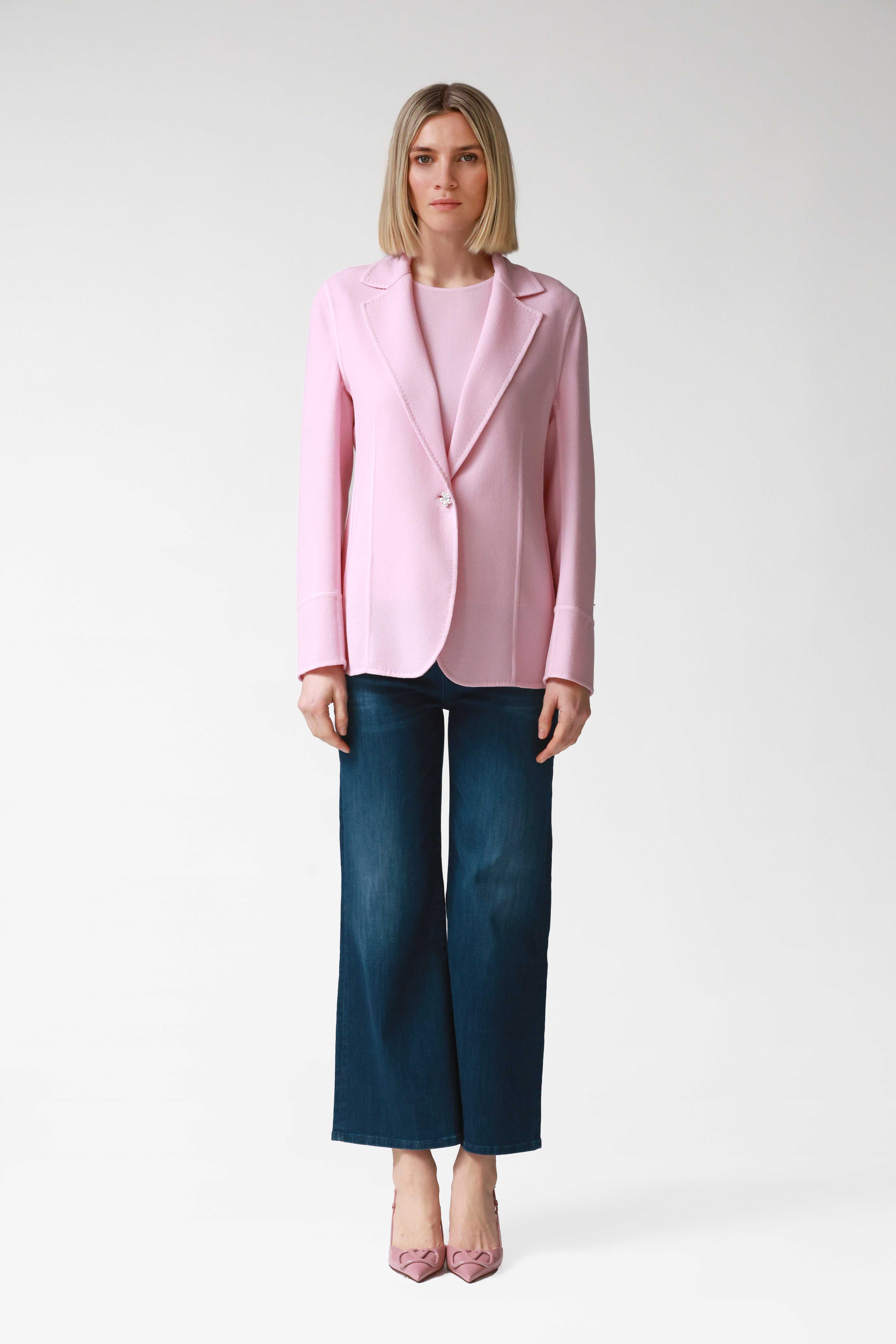 Kate Single-Breasted Wool Jacket in Pink