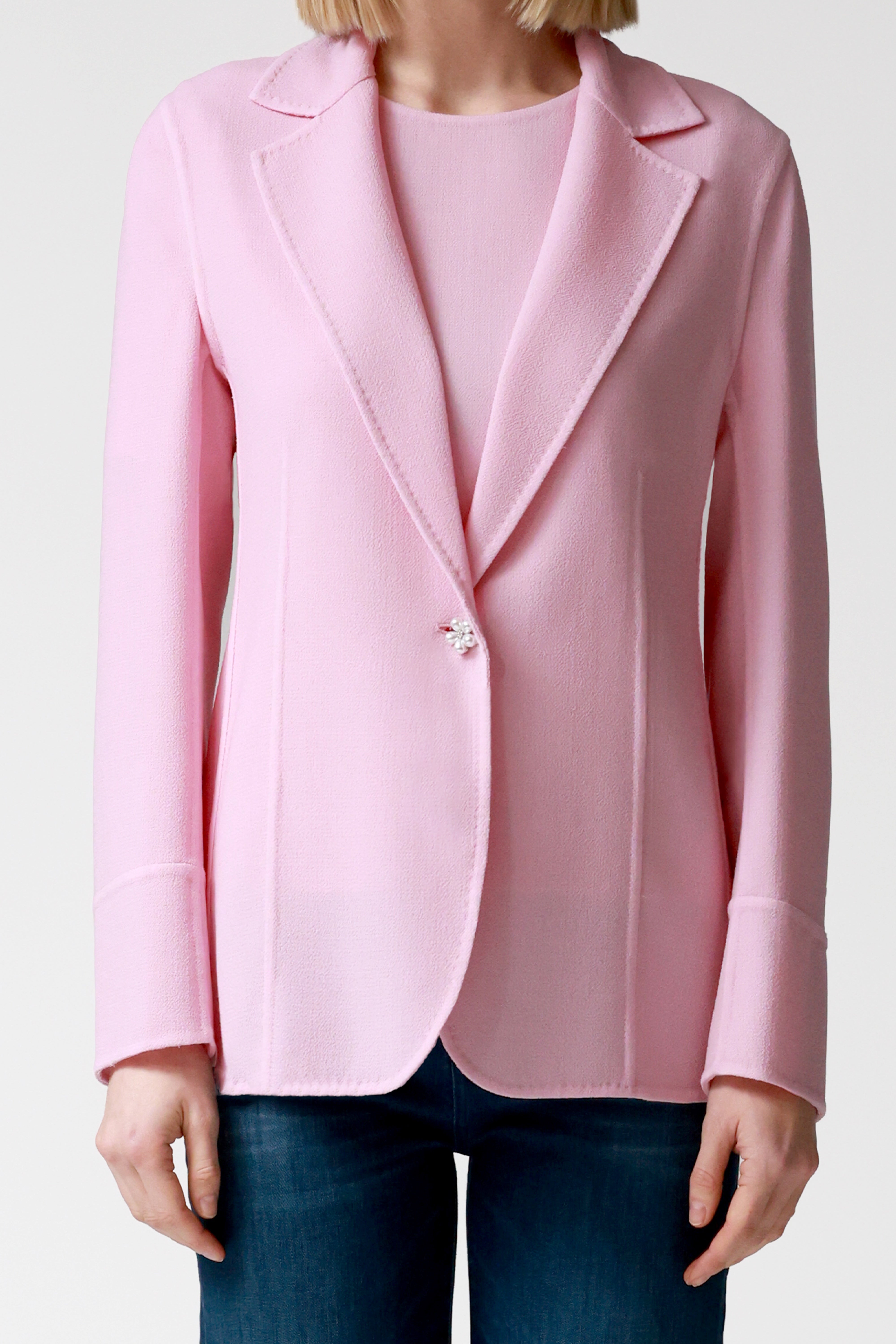 Kate Single-Breasted Wool Jacket in Pink