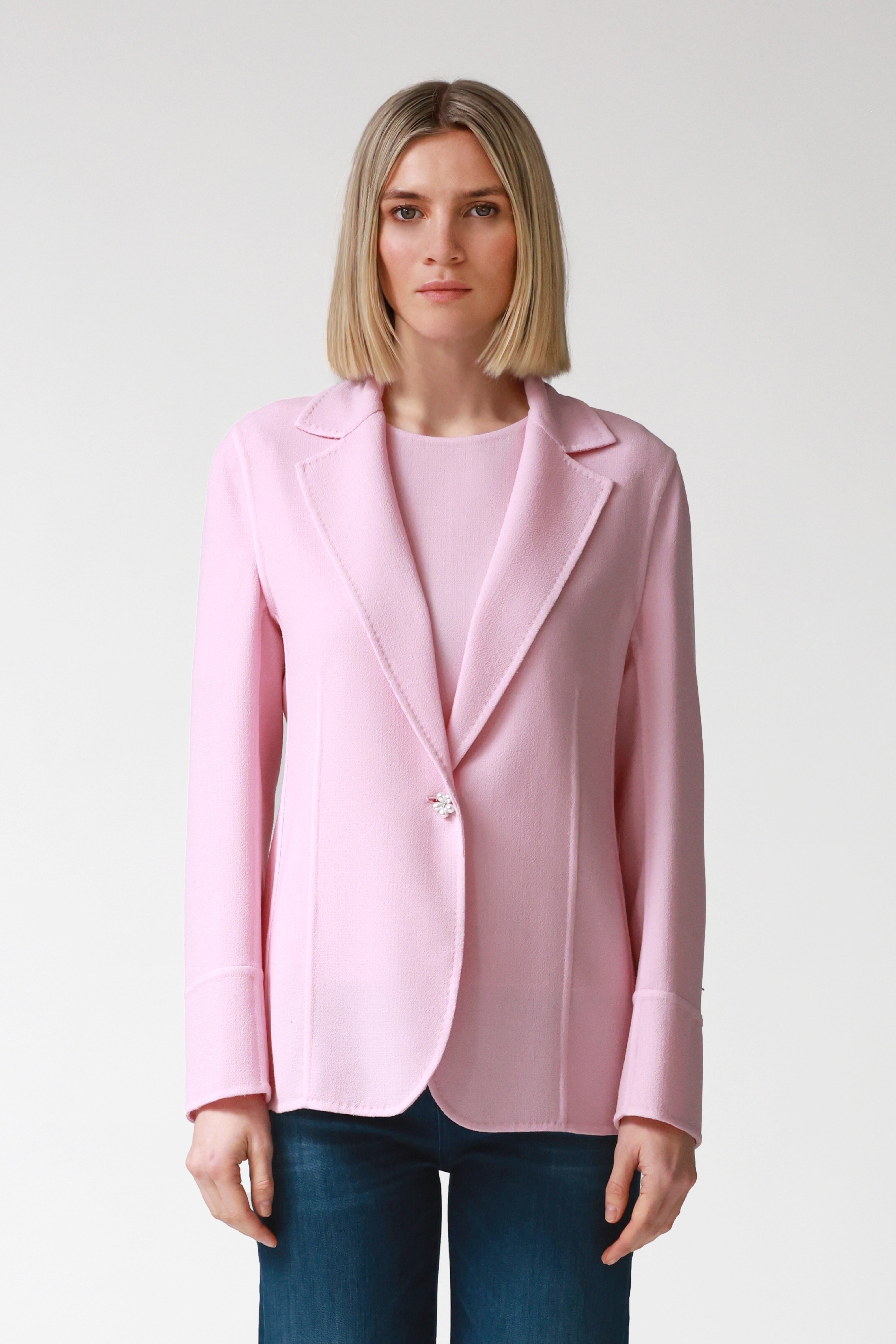 Kate Single-Breasted Wool Jacket in Pink