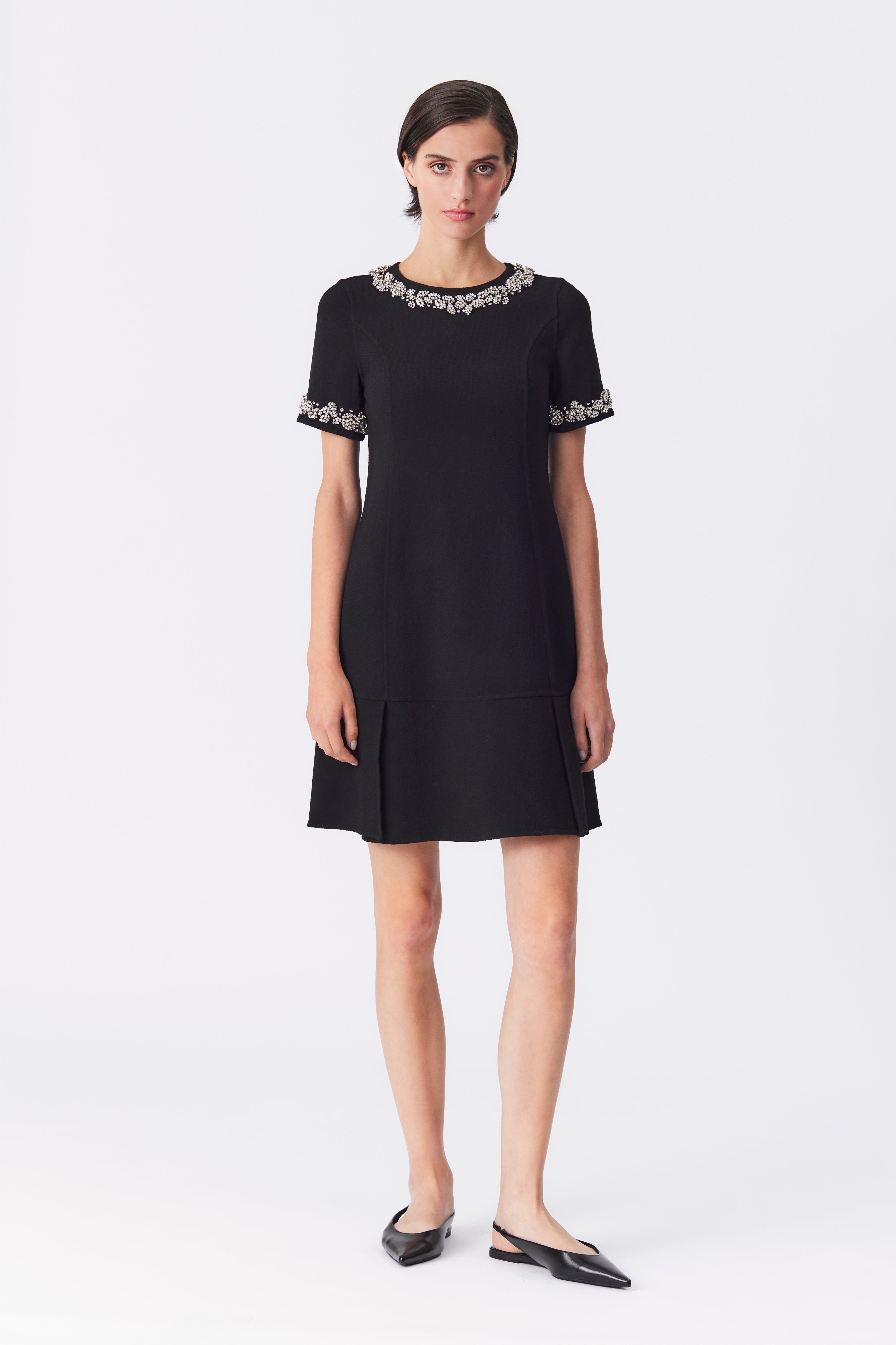Katherine Black Embellished Peplum Hem Dress