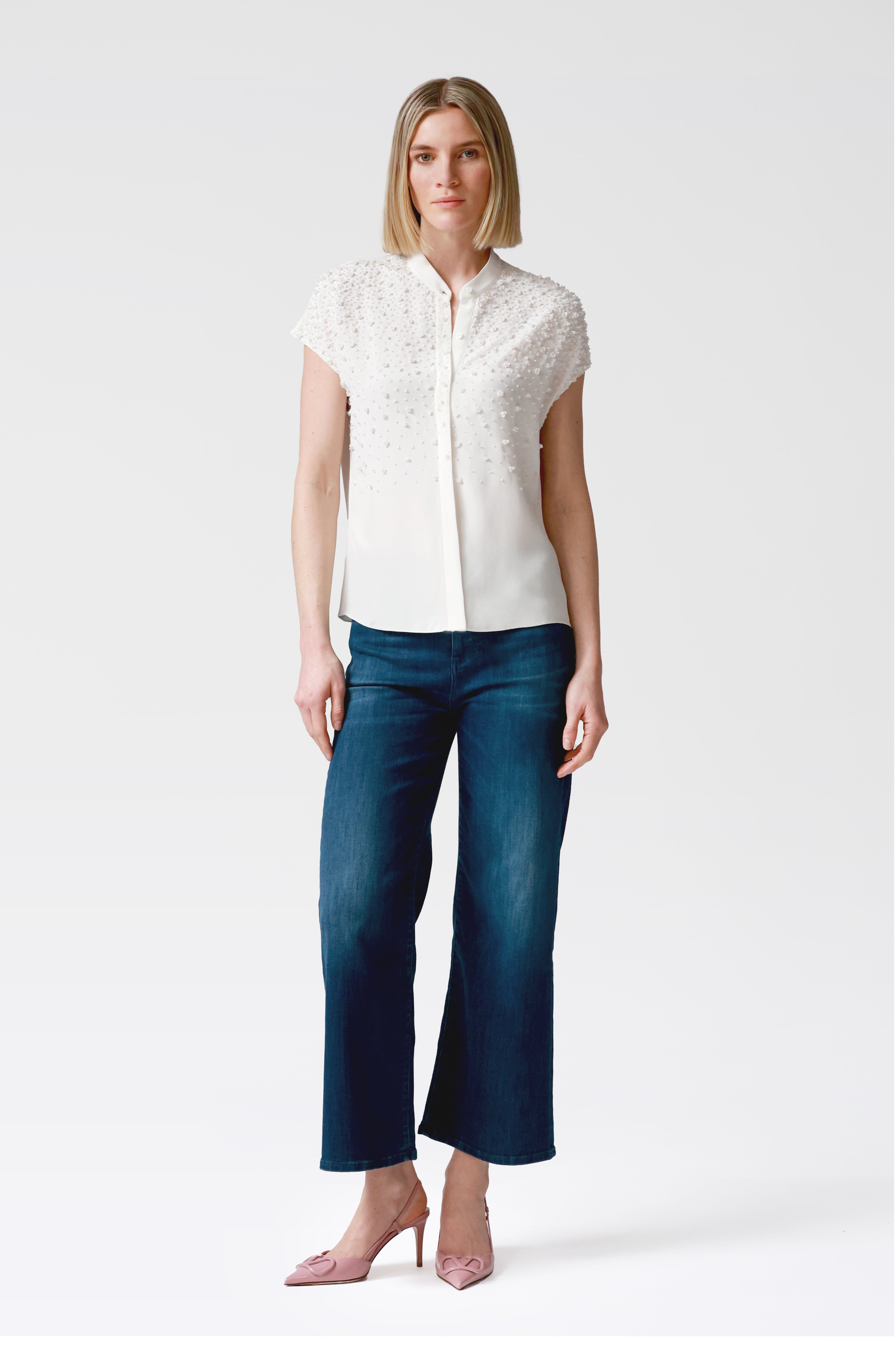 Kira Beaded Silk Blouse