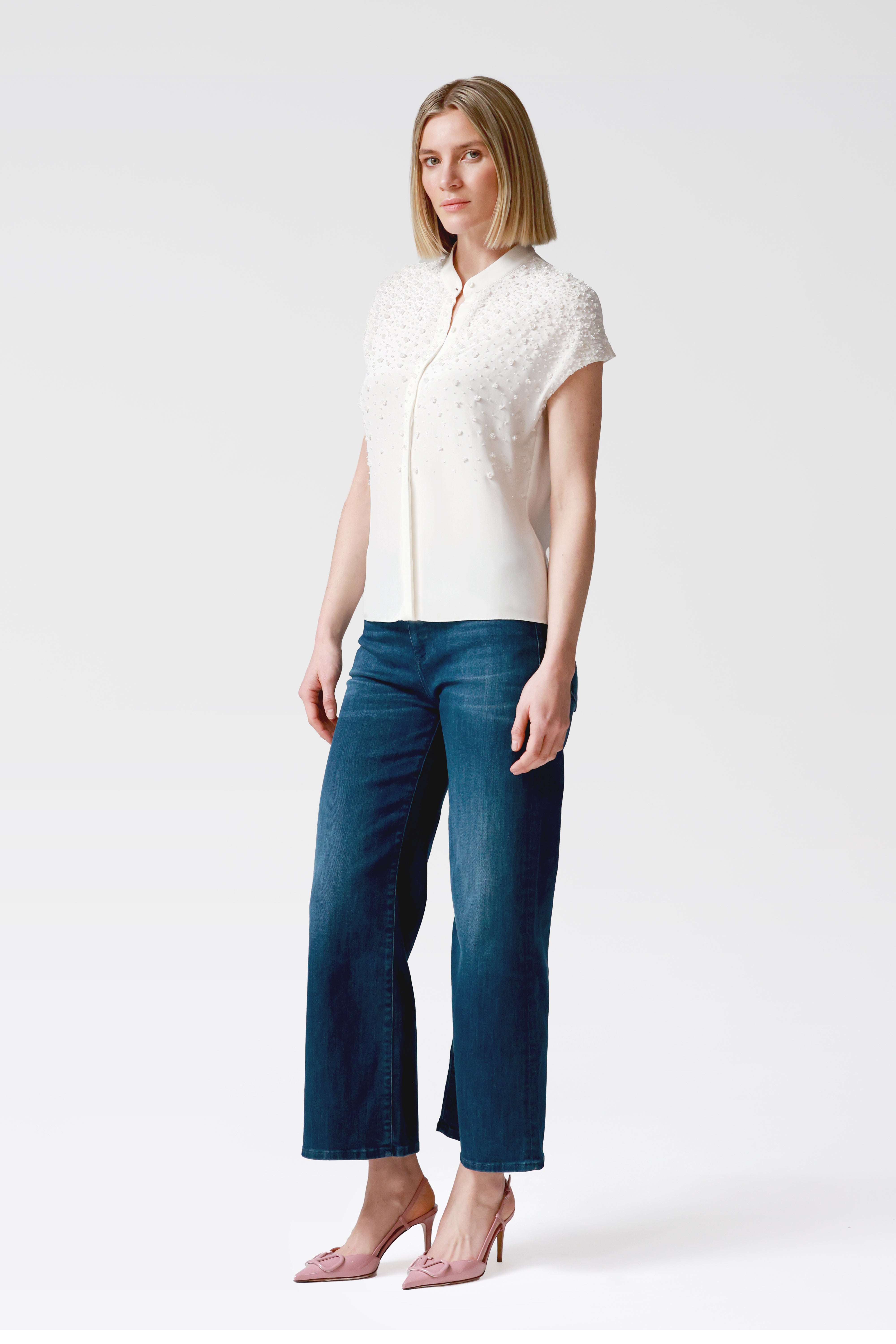 Kira Beaded Silk Blouse