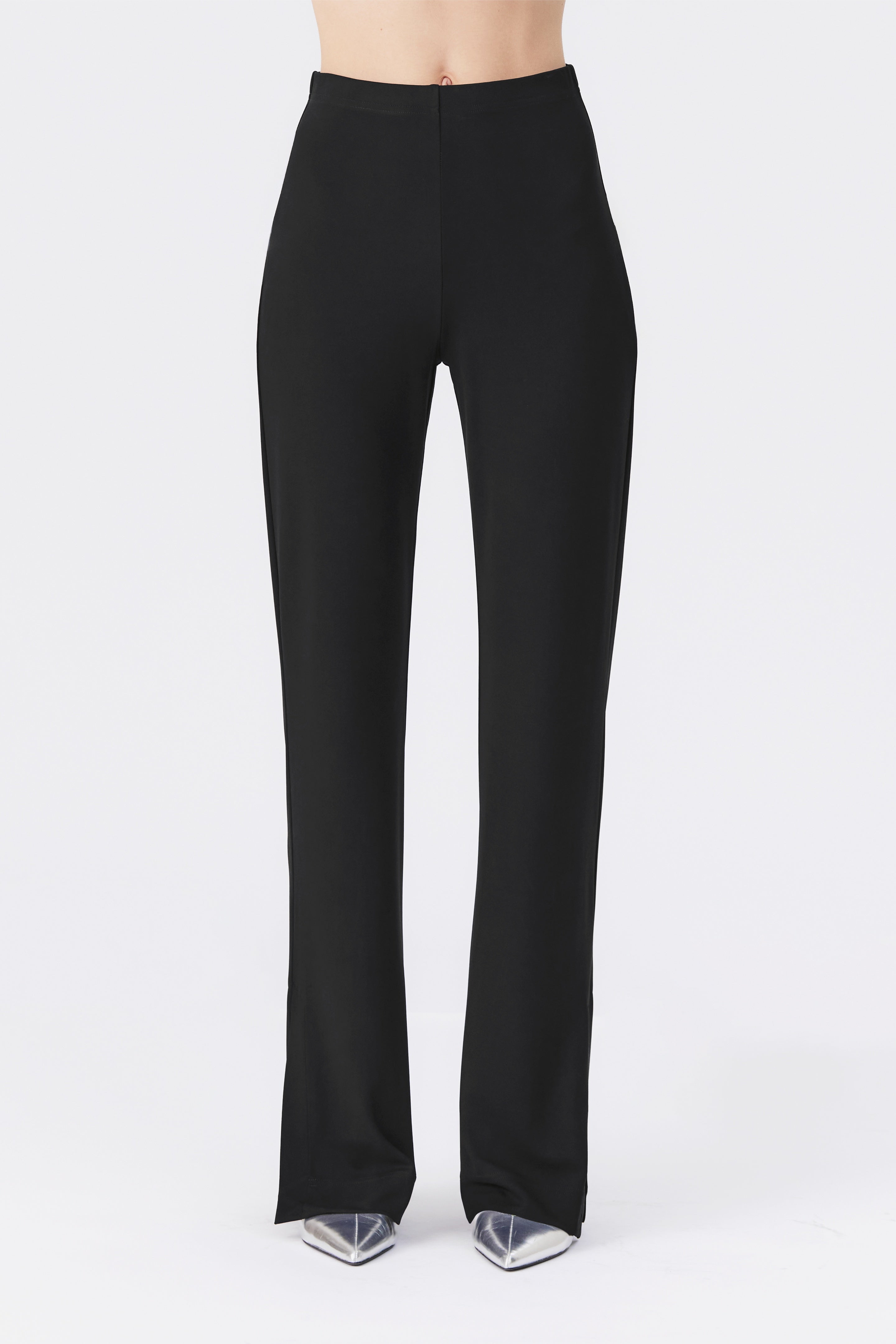 Lana Jersey Trousers with Side Slits in Black