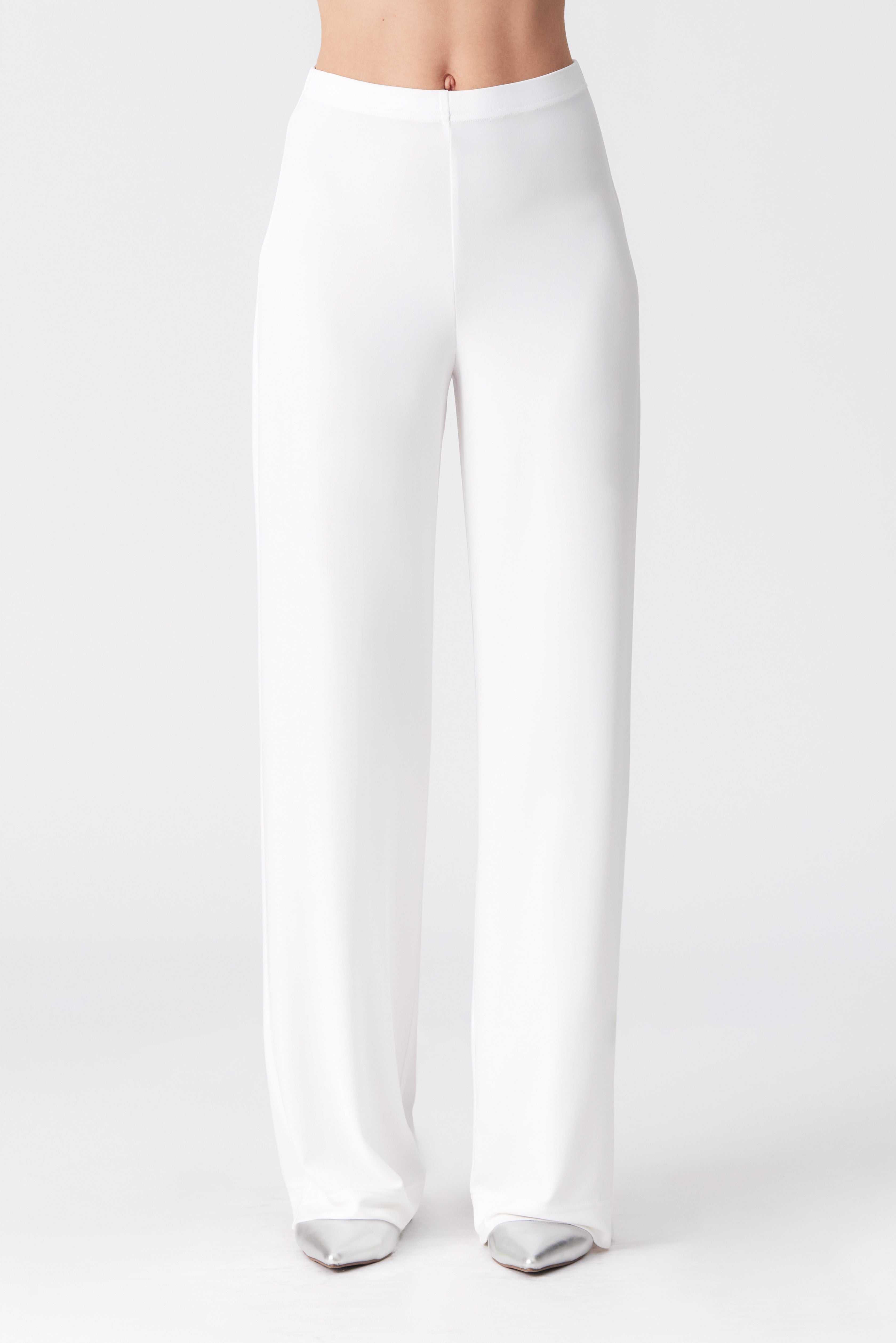 Leonie Relaxed Stretch Jersey Trousers in White